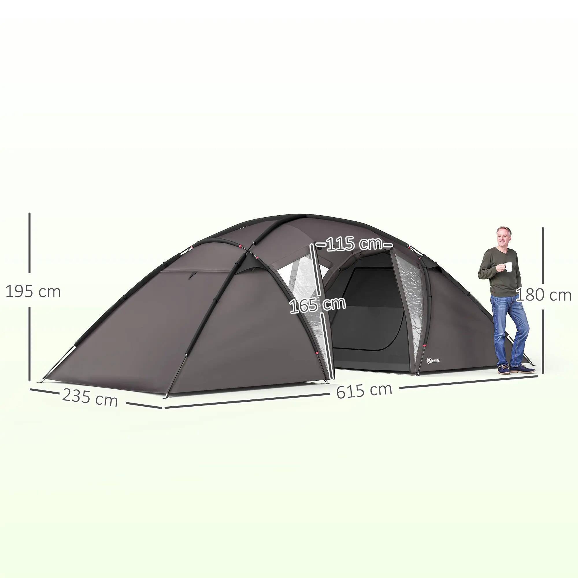 Tente tunnel familiale camping - 4-6 places - Polyester 3000 mm - Noir 5/6