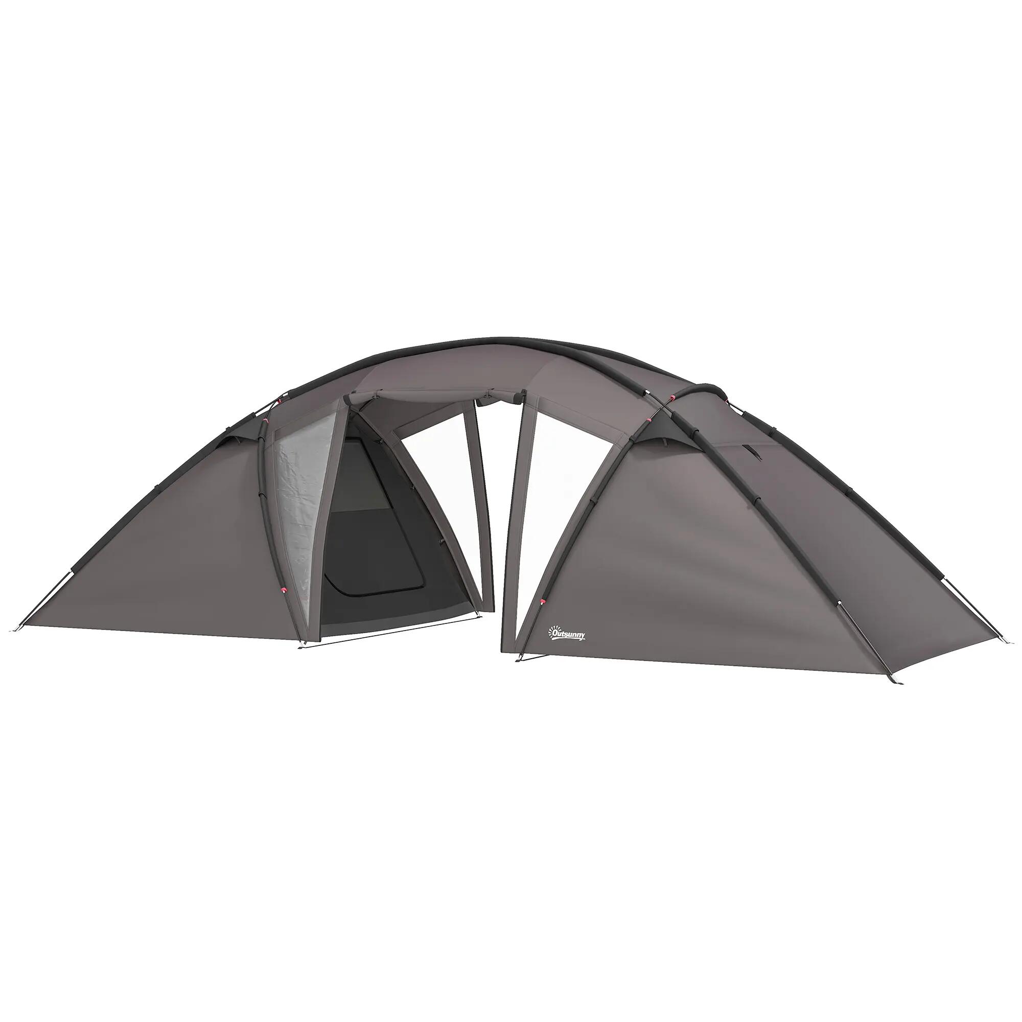 Tente tunnel familiale camping - 4-6 places - Polyester 3000 mm - Noir 2/6