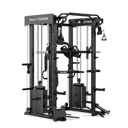 Station de musculation avec Smith Machine et double poulie – 160 kg