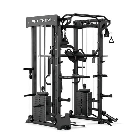 Stazione multifunzione con Smith Machine e doppia puleggia – 160 kg