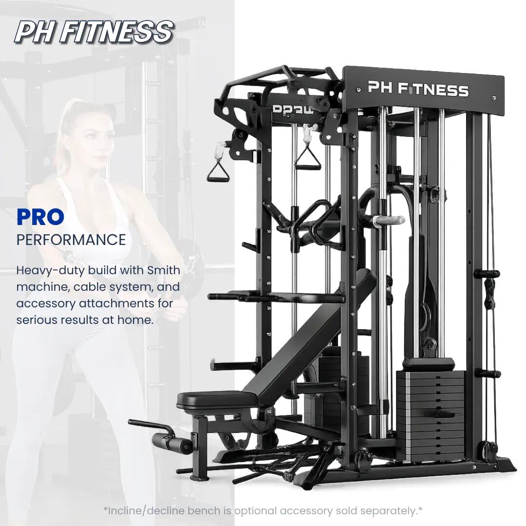 Estação de musculação com máquina Smith e cabo duplo – 160 kg 6/9