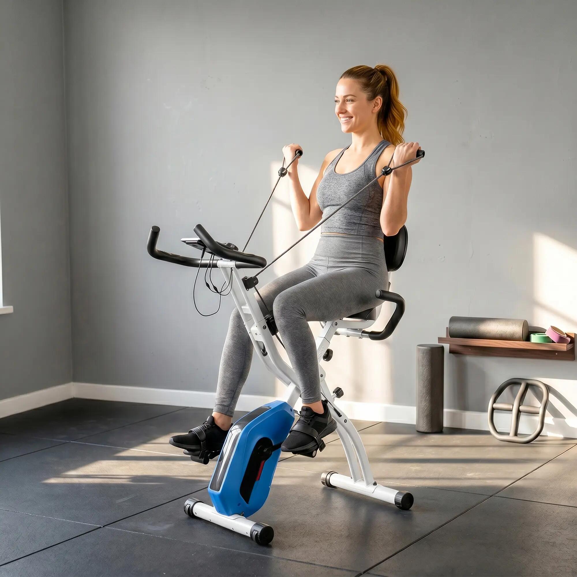 Vélo d'Appartement  - Pliable Silencieux 8 Niveaux - Bleu 9/9