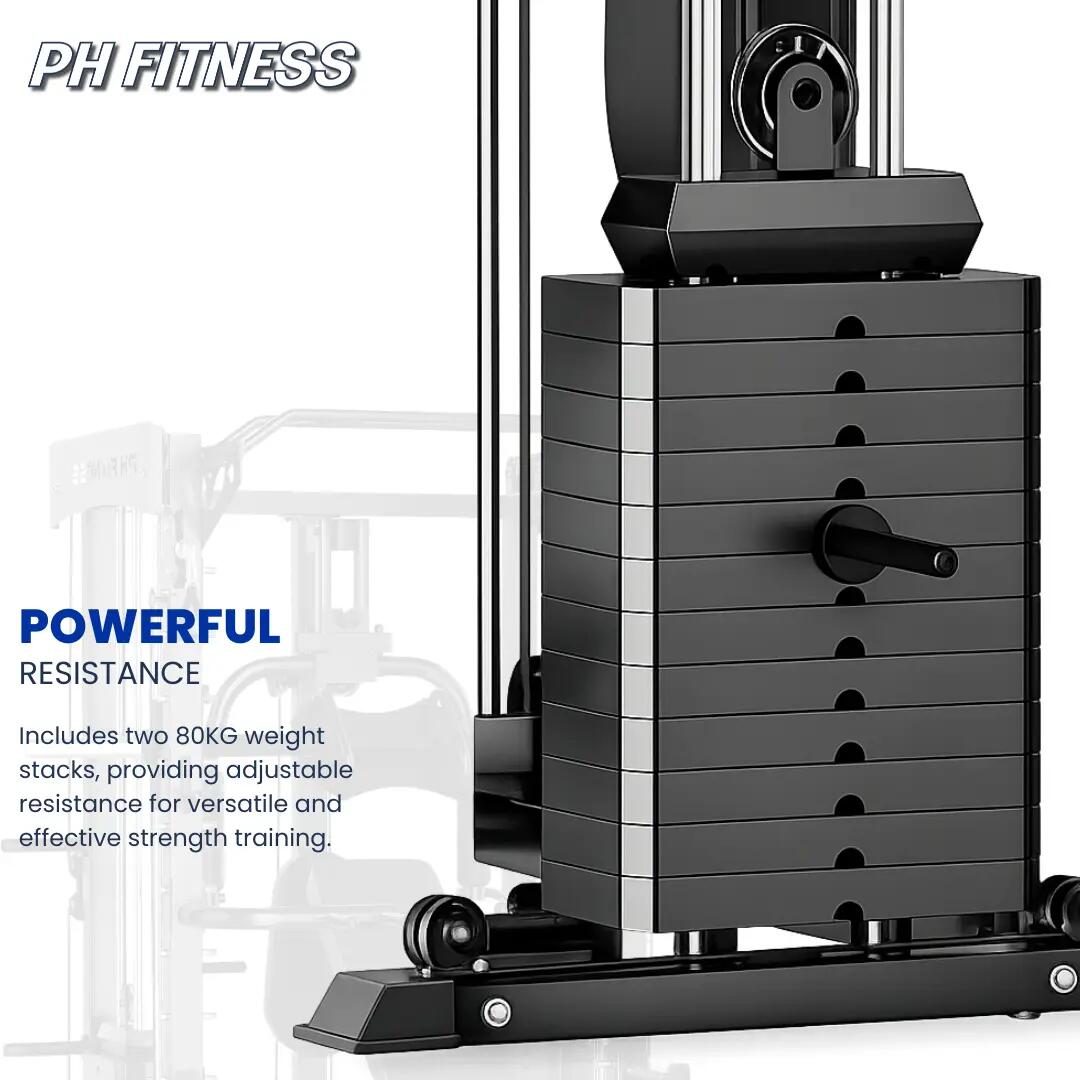 Estação de musculação com máquina Smith e cabo duplo – 160 kg 4/9