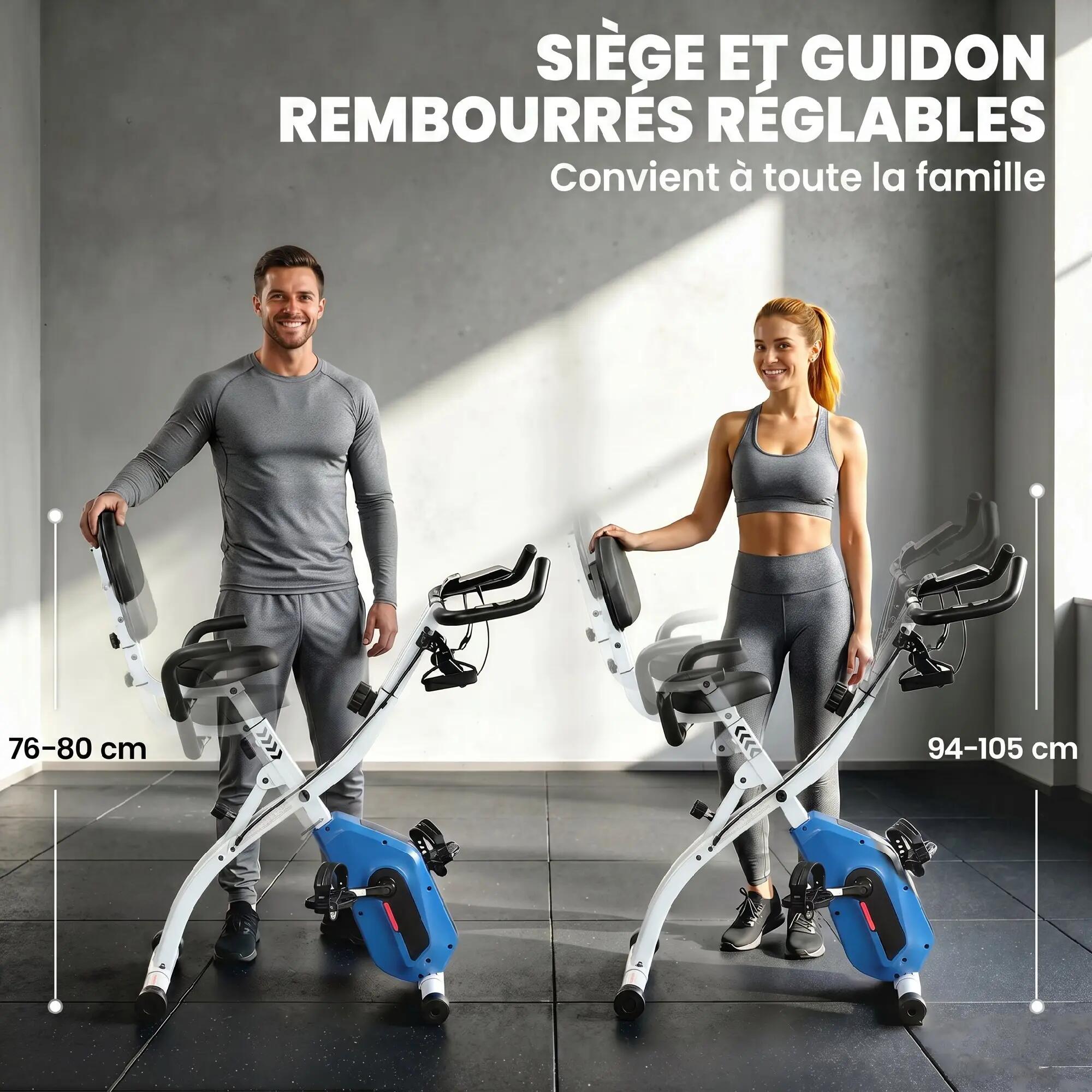 Vélo d'Appartement  - Pliable Silencieux 8 Niveaux - Bleu 7/9