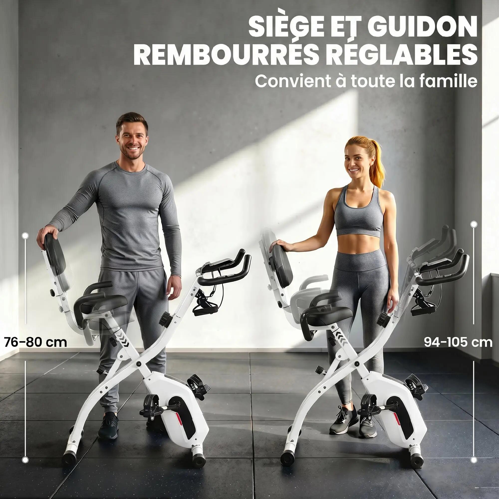 Vélo d'Appartement  - Pliable Silencieux 8 Niveaux - Blanc 7/9