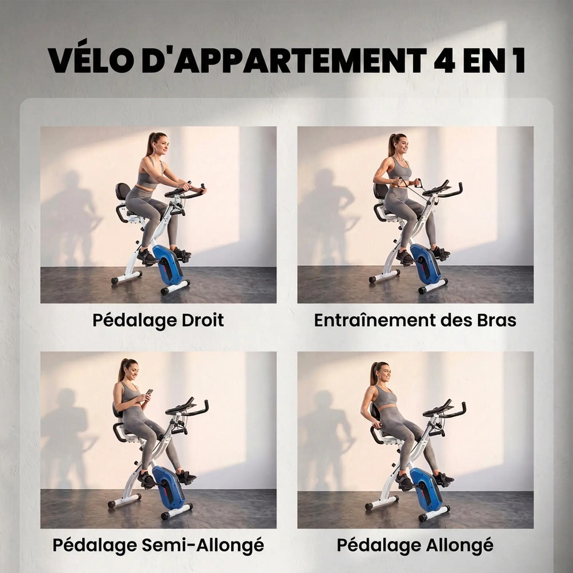 Vélo d'Appartement  - Pliable Silencieux 8 Niveaux - Bleu 4/9