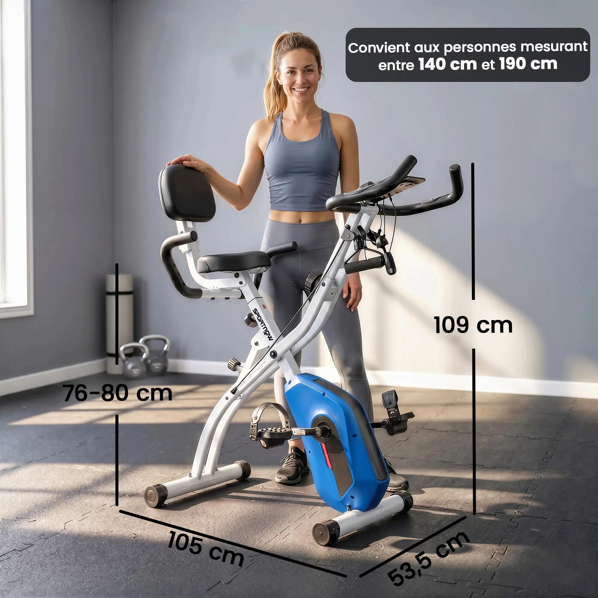 Vélo d'Appartement  - Pliable Silencieux 8 Niveaux - Bleu 3/9