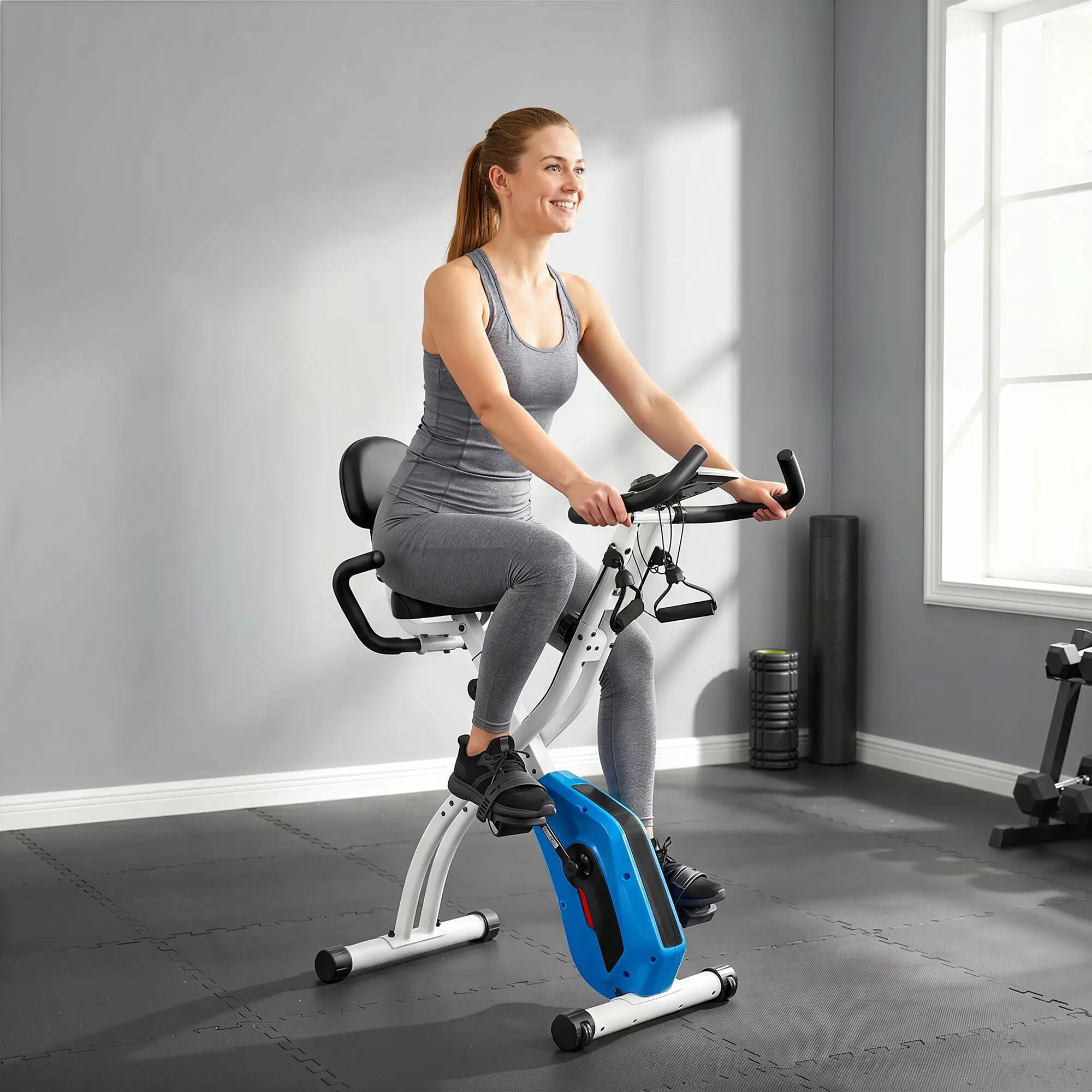 Vélo d'Appartement  - Pliable Silencieux 8 Niveaux - Bleu 2/9