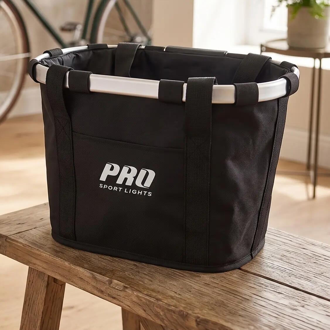 Cesta delantera para bicicleta de 16 litros negra desmontable 5/7