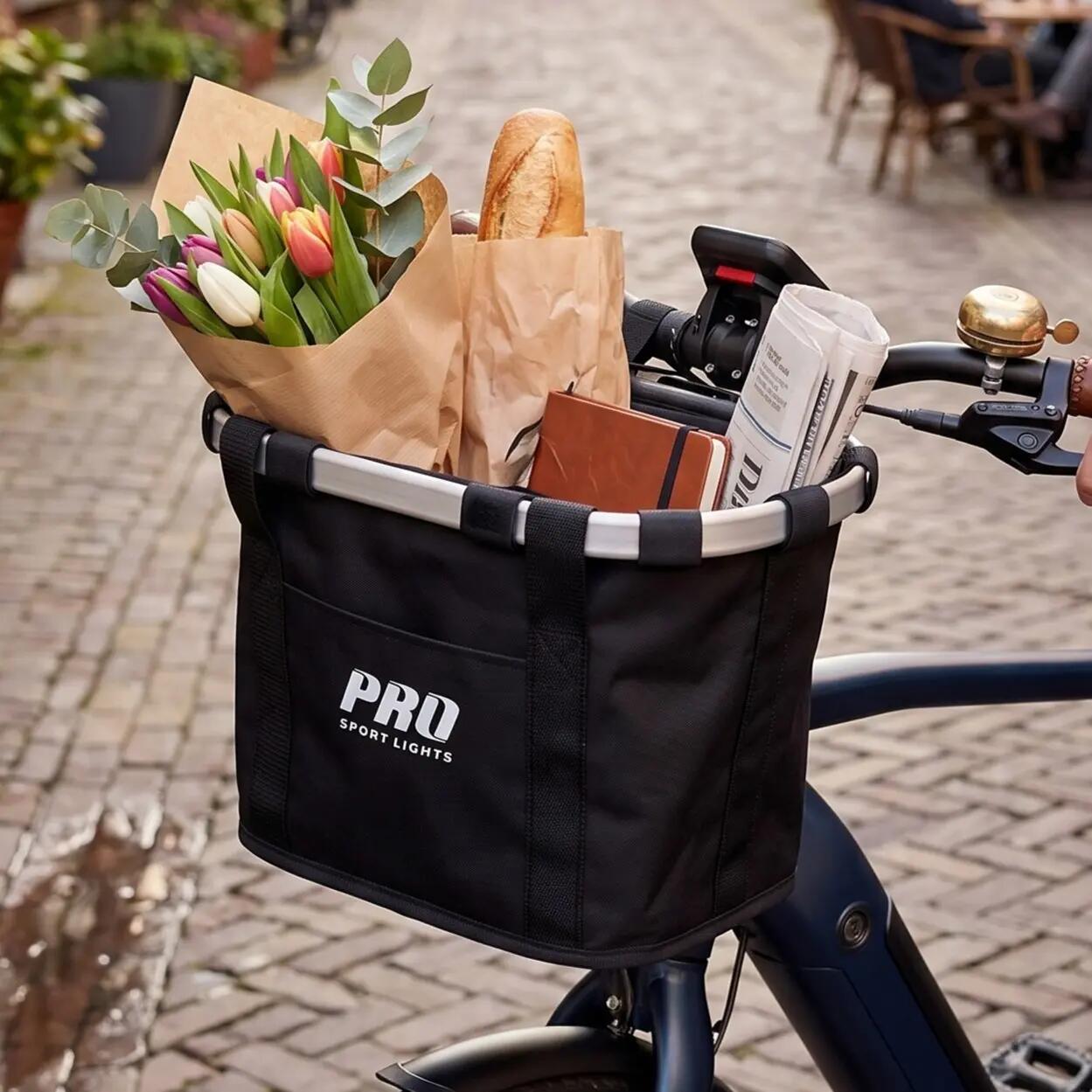 Cesta delantera para bicicleta de 16 litros negra desmontable 2/7