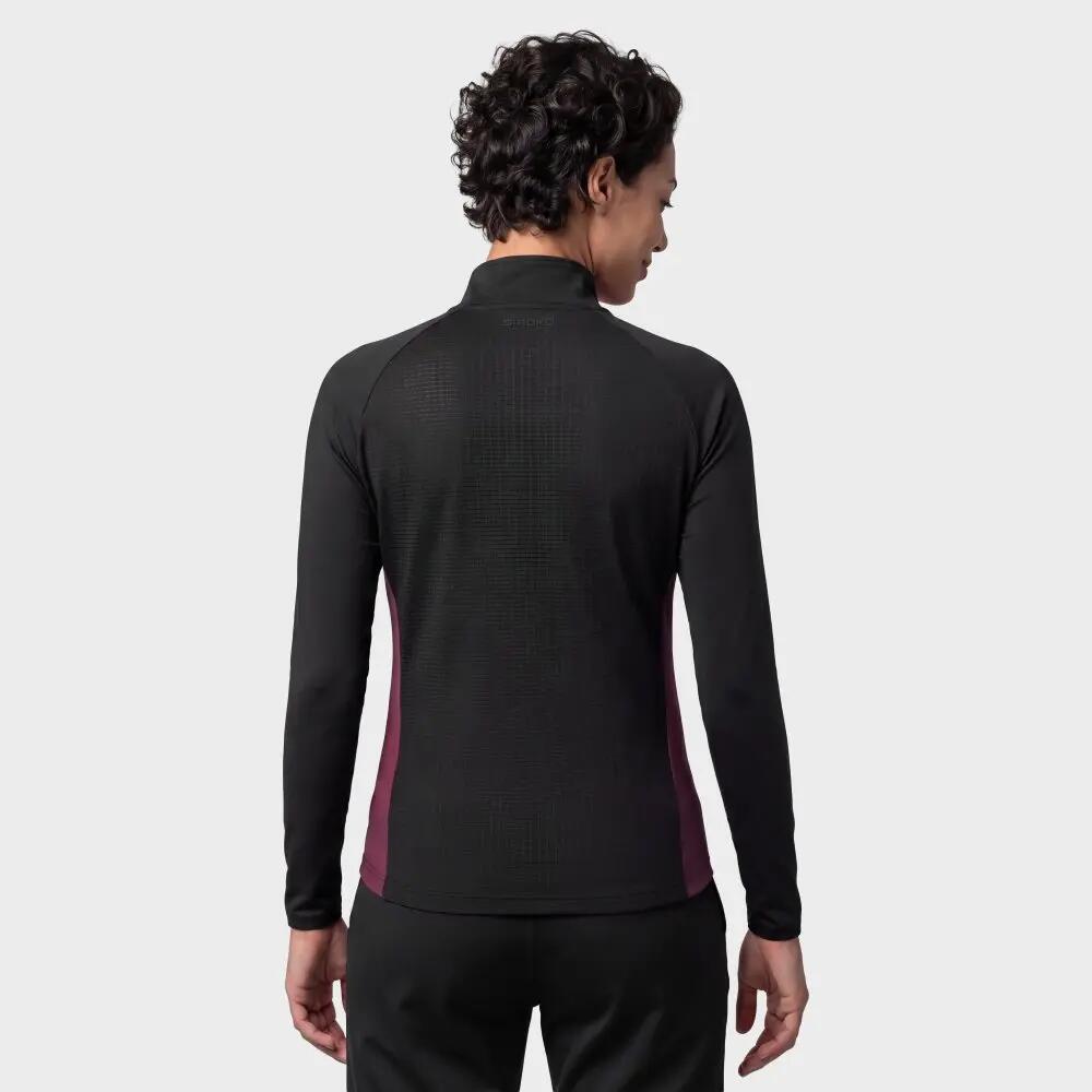 Camisola desportiva com meio fecho mulher Halfzip Black/Burgundy W Preto 6/6