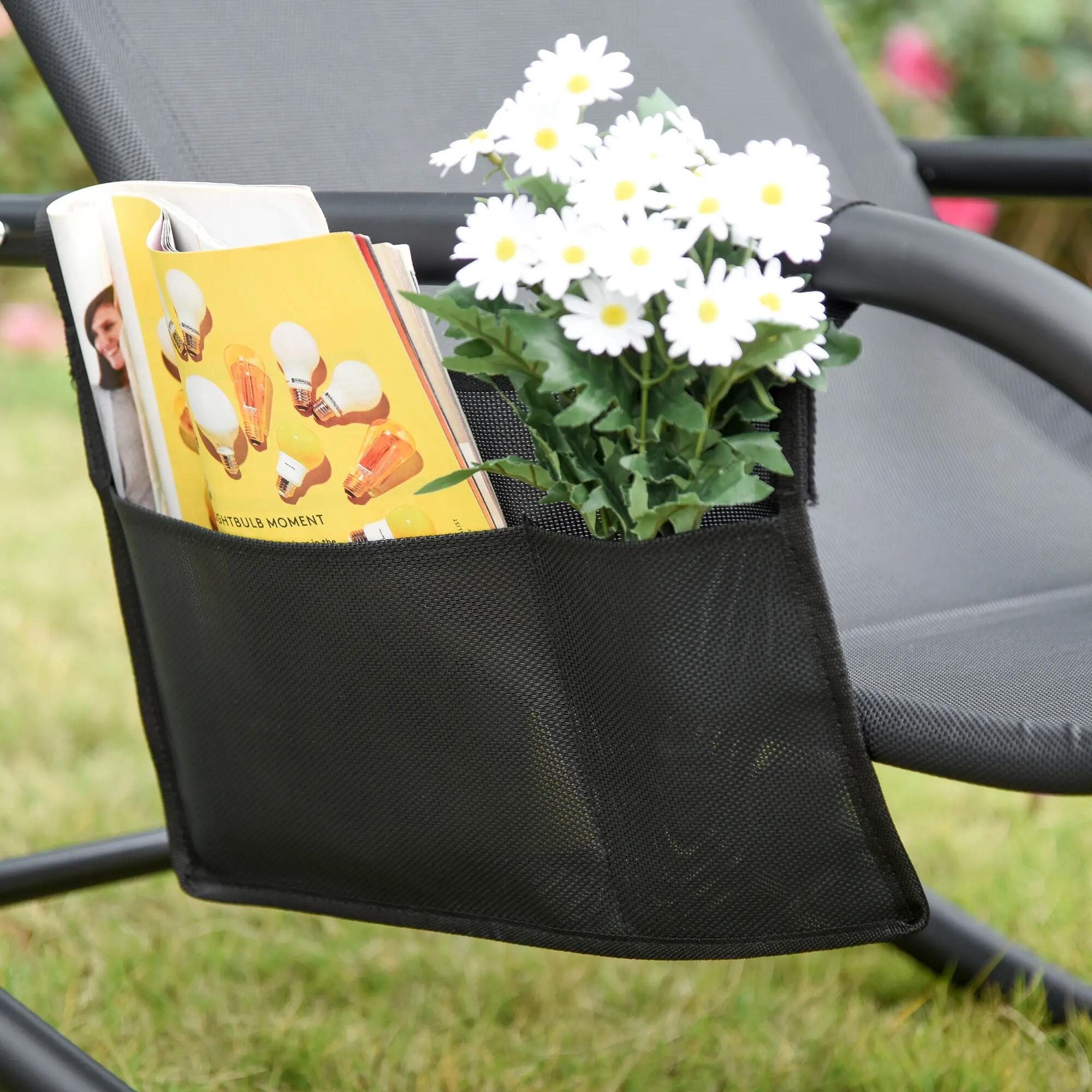 Mecedora de Exterior Outsunny 150x62x88 cm Negro 4/5