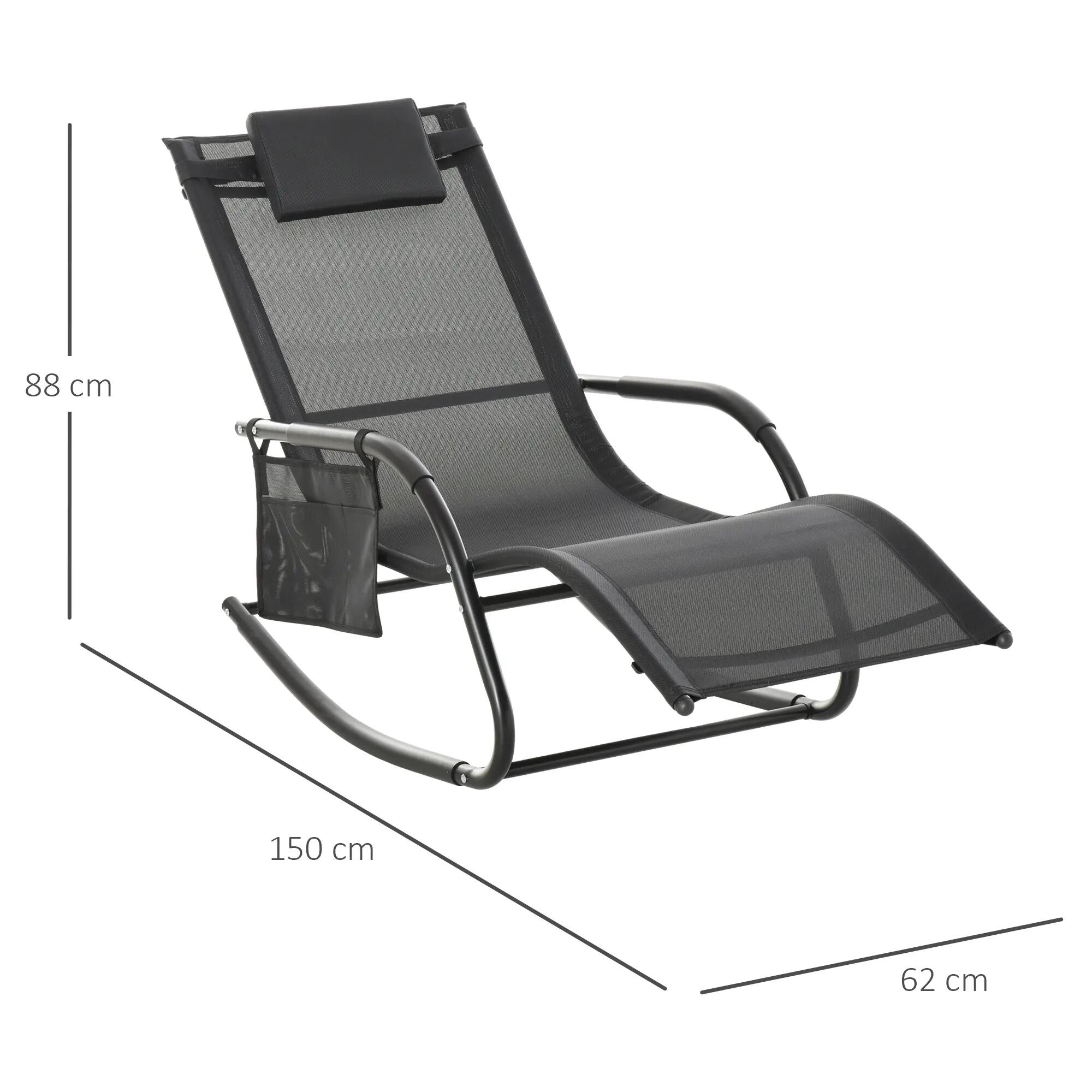 Mecedora de Exterior Outsunny 150x62x88 cm Negro 3/5