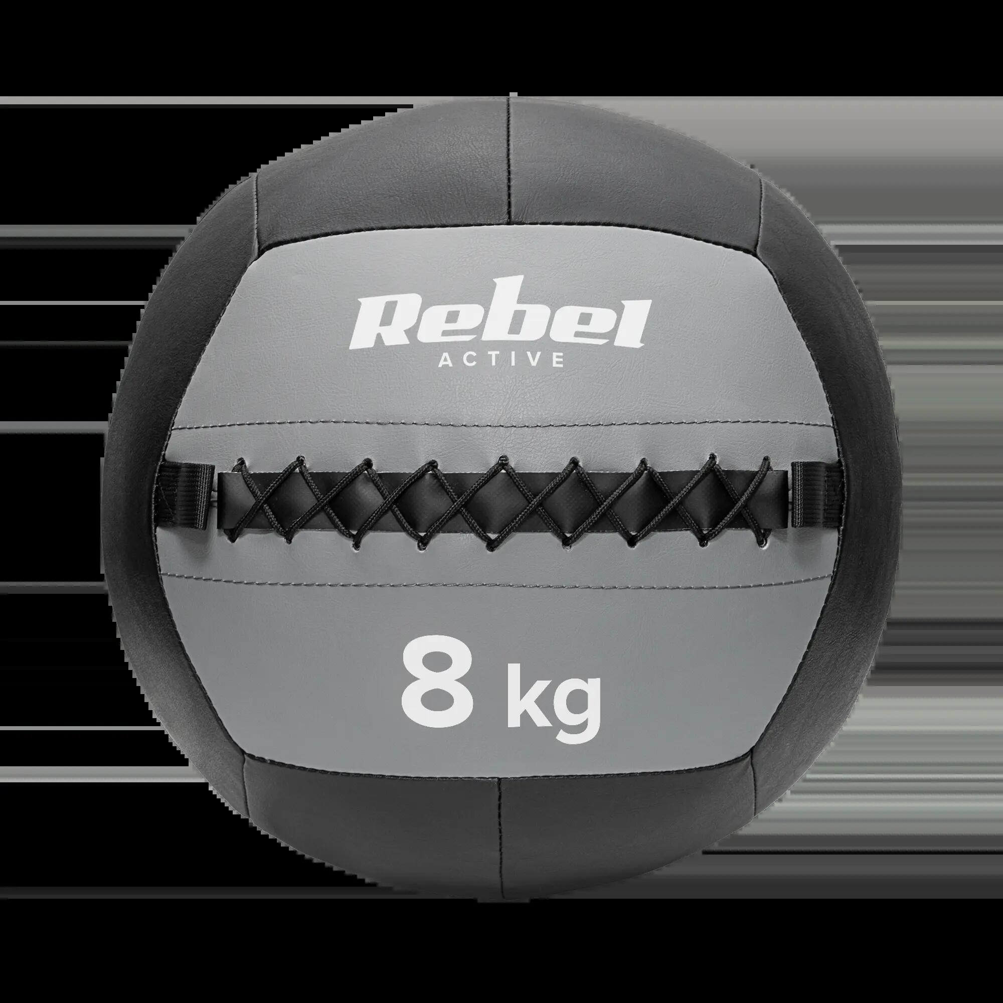 Piłka lekarska rehabilitacyjna do ćwiczeń 8 kg Rebel skórzana 2/7