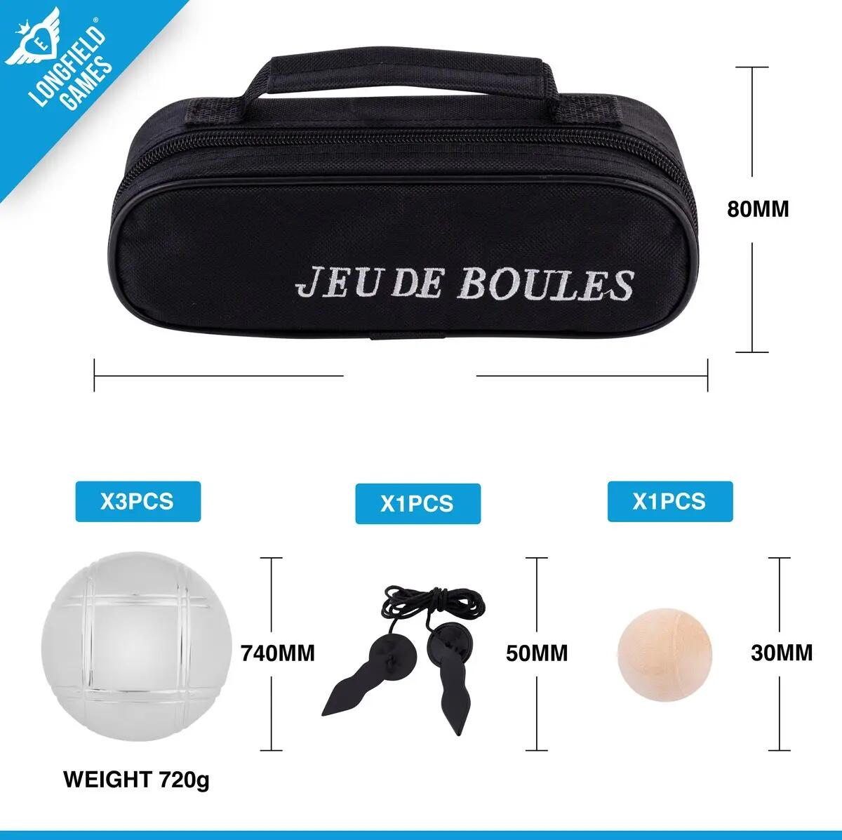 Sportec Set de pétanque en sac - 3 boules 2/4