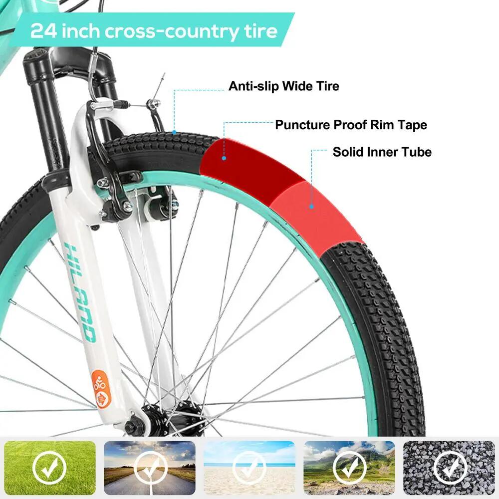 Jungen&Mädchen Rad Jugend-MTB 24 Zoll, 7 Gänge Federgabel V-Bremse Climber 3/7