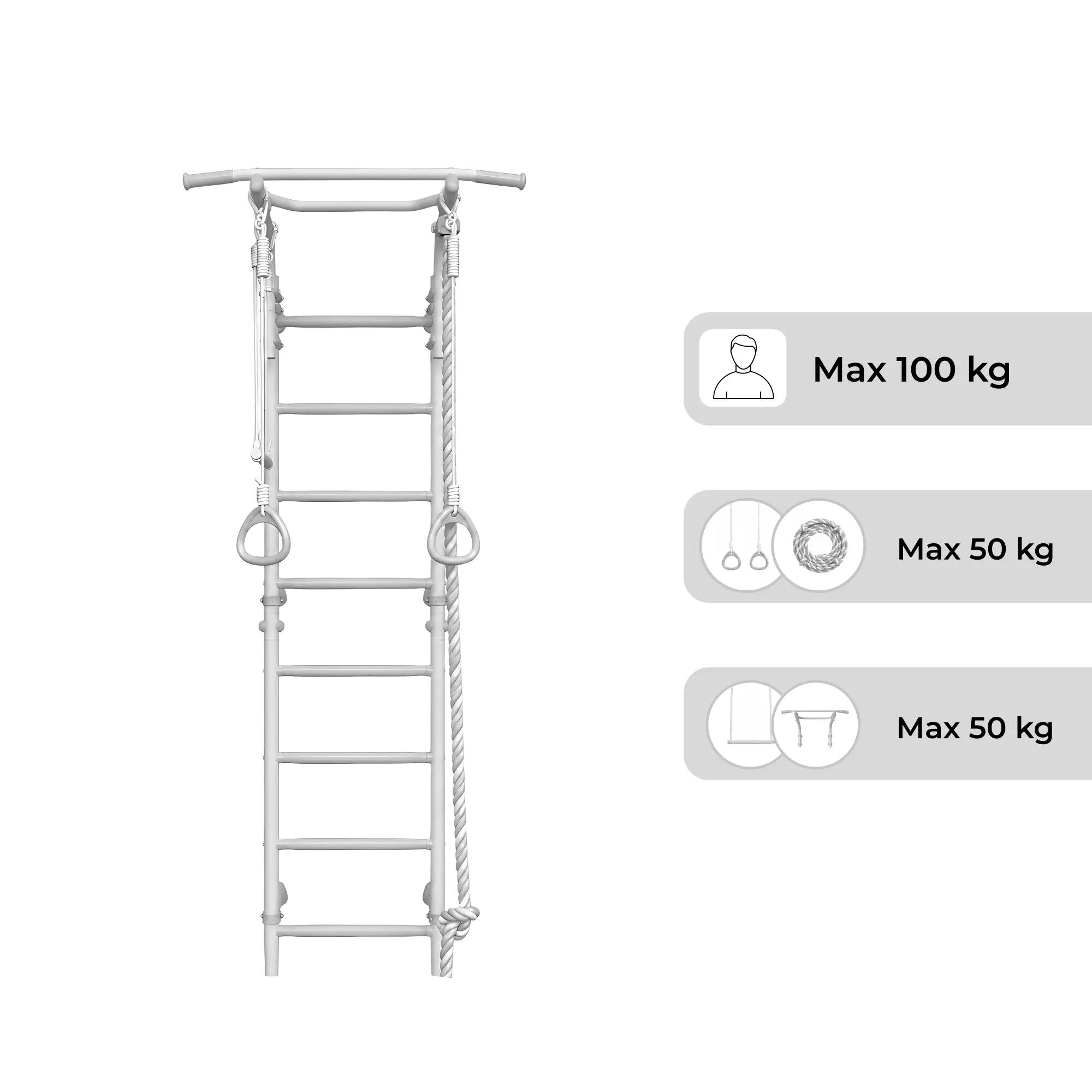 Escalera Gimnástica Metálica Next 1 de Pared, Blanca, con Accesorios 5/6