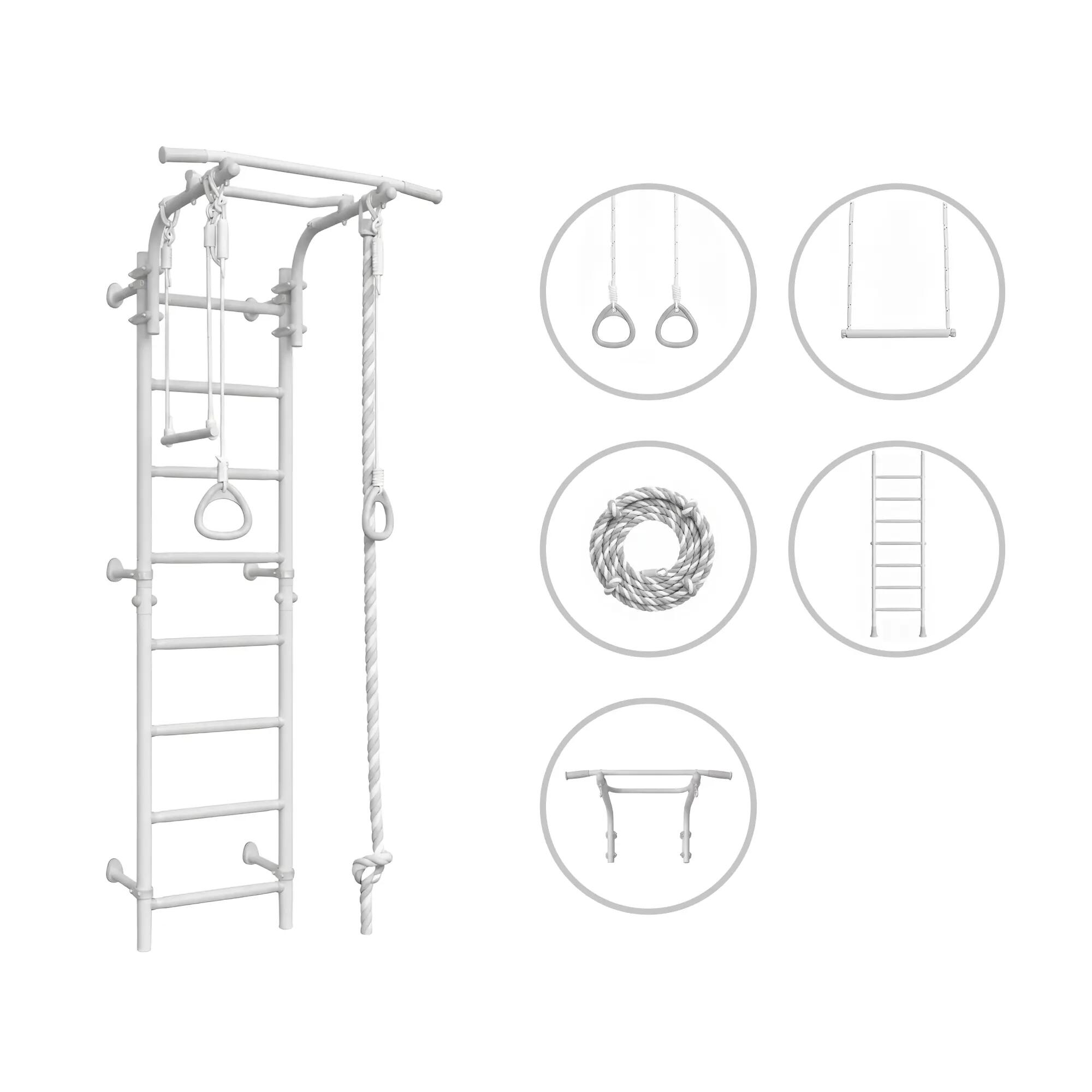 Escalera Gimnástica Metálica Next 1 de Pared, Blanca, con Accesorios 2/6