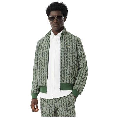 Felpa Lacoste modello Sudadera Lacoste París Monogram Full Zip verde per unisex
