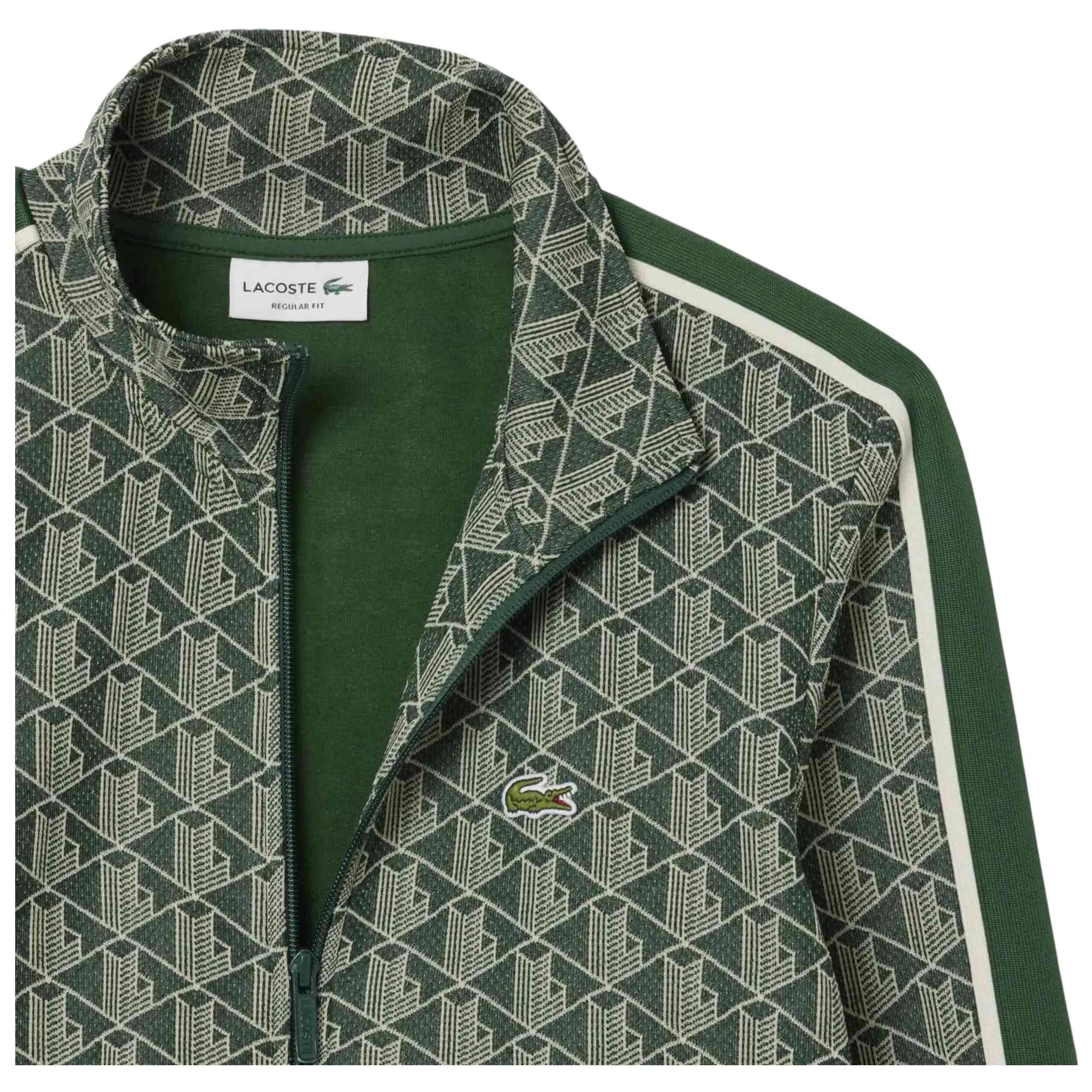 Felpa Lacoste modello Sudadera Lacoste París Monogram Full Zip verde per unisex 5/5