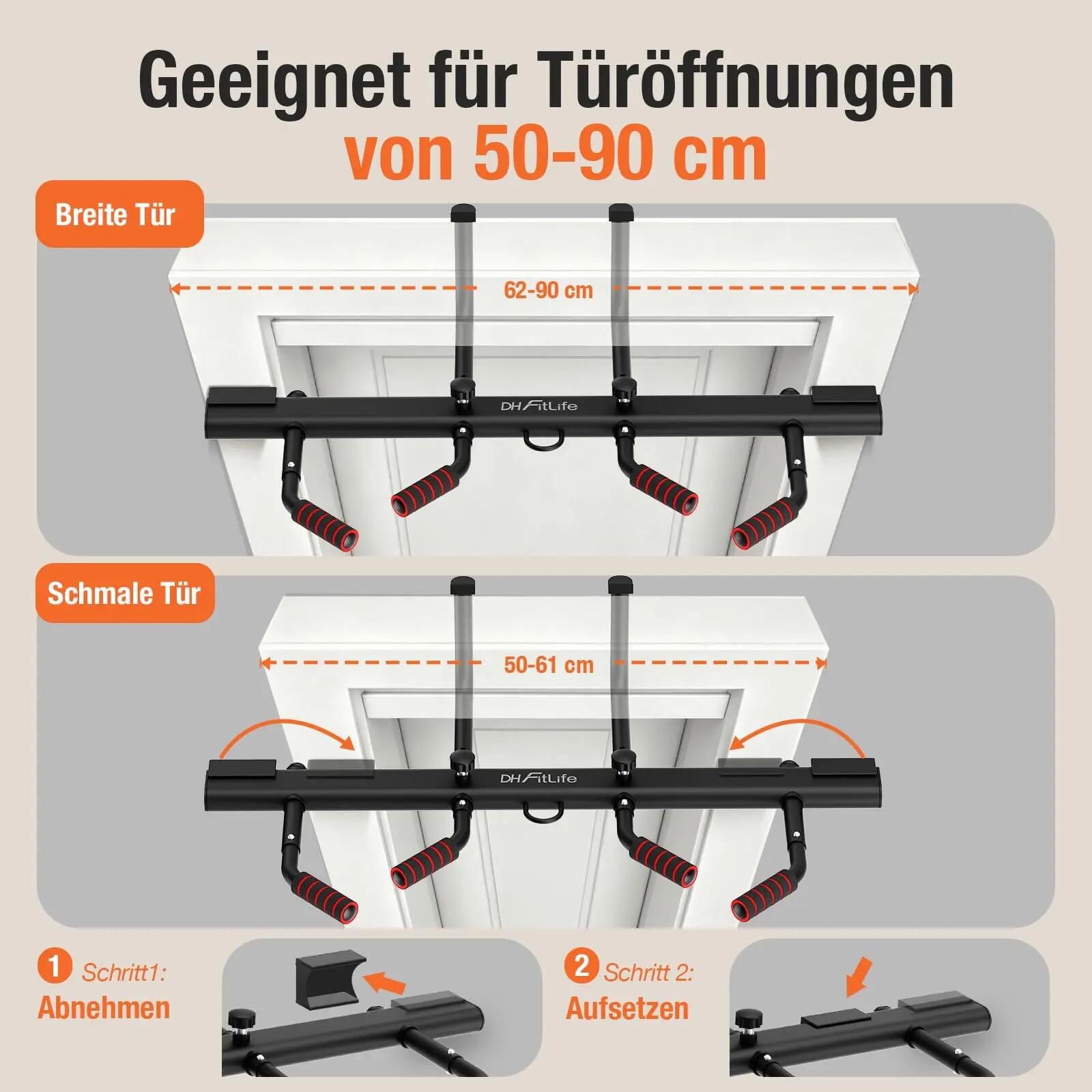 Klimmzugstange Türrahmen ohne Schrauben, 4 Handgriffe, bis 200kg 5/8