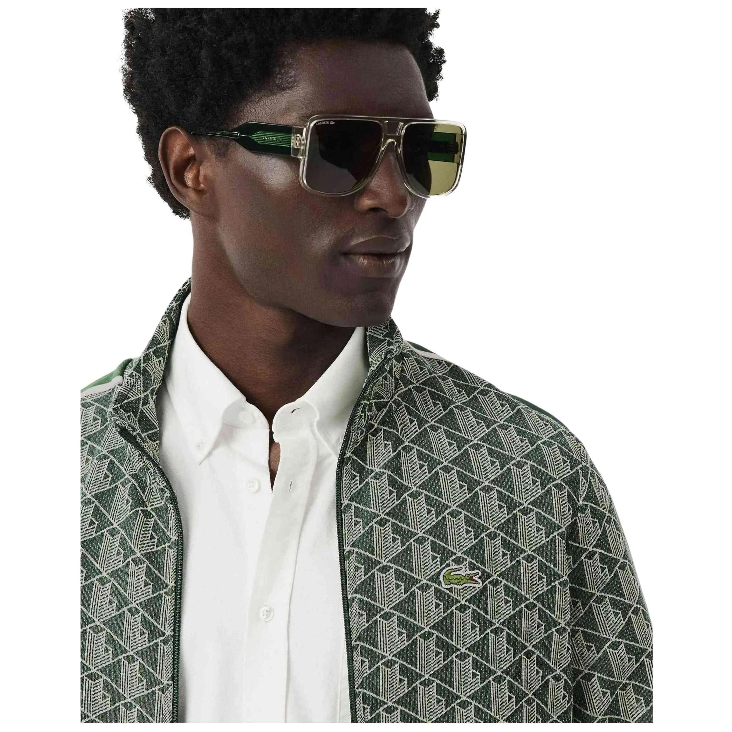 Felpa Lacoste modello Sudadera Lacoste París Monogram Full Zip verde per unisex 4/5