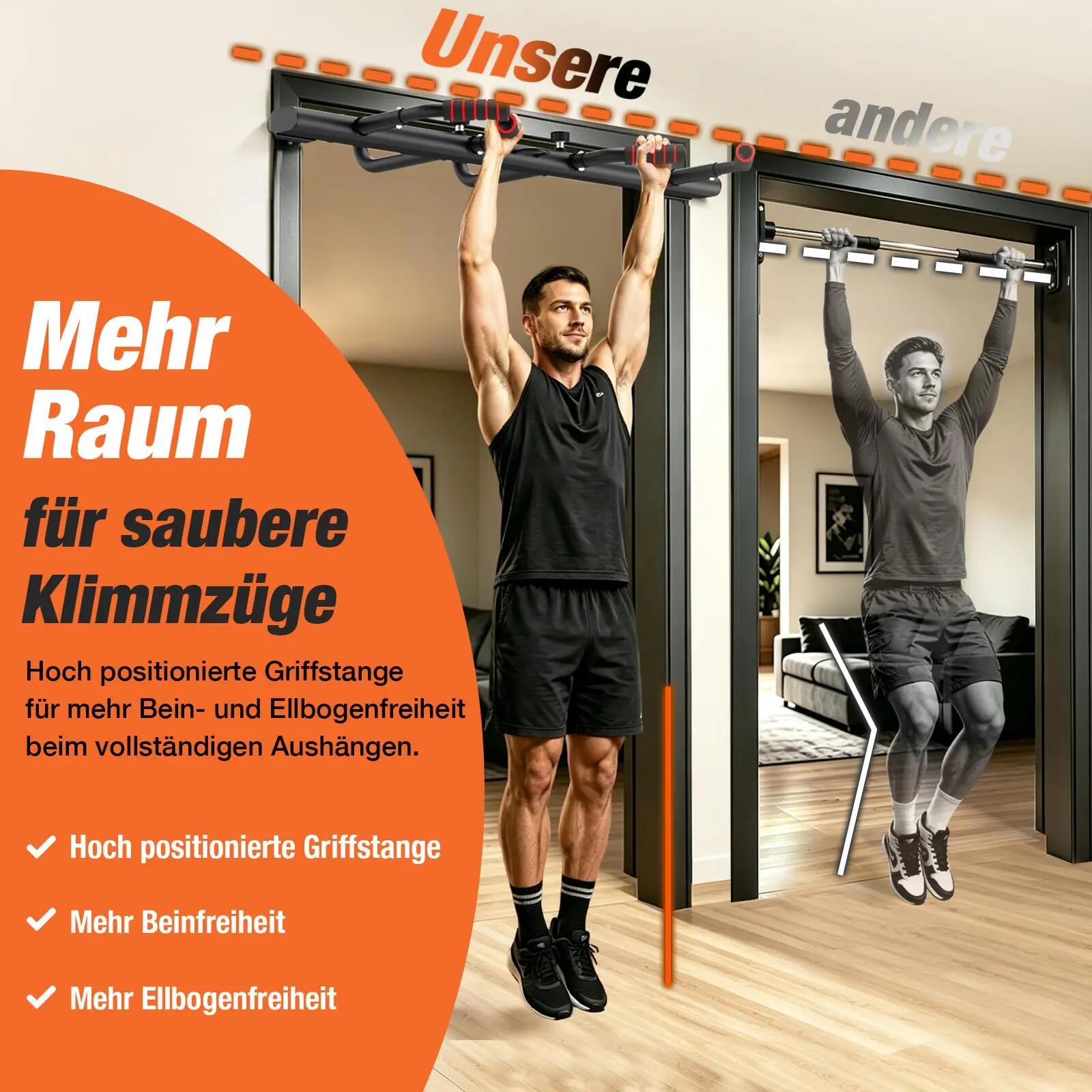 Klimmzugstange Türrahmen ohne Schrauben, 4 Handgriffe, bis 200kg 4/8