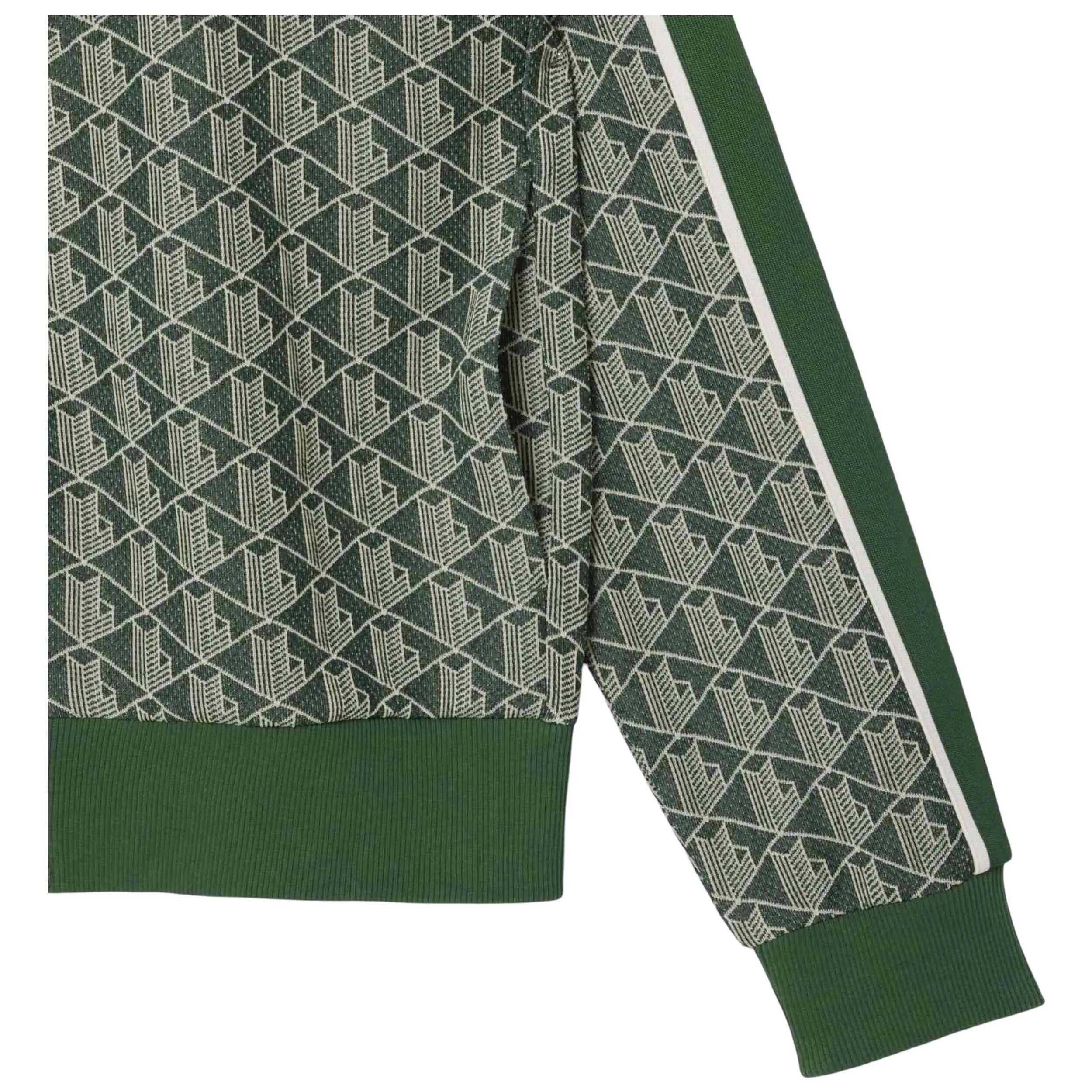 Felpa Lacoste modello Sudadera Lacoste París Monogram Full Zip verde per unisex 3/5