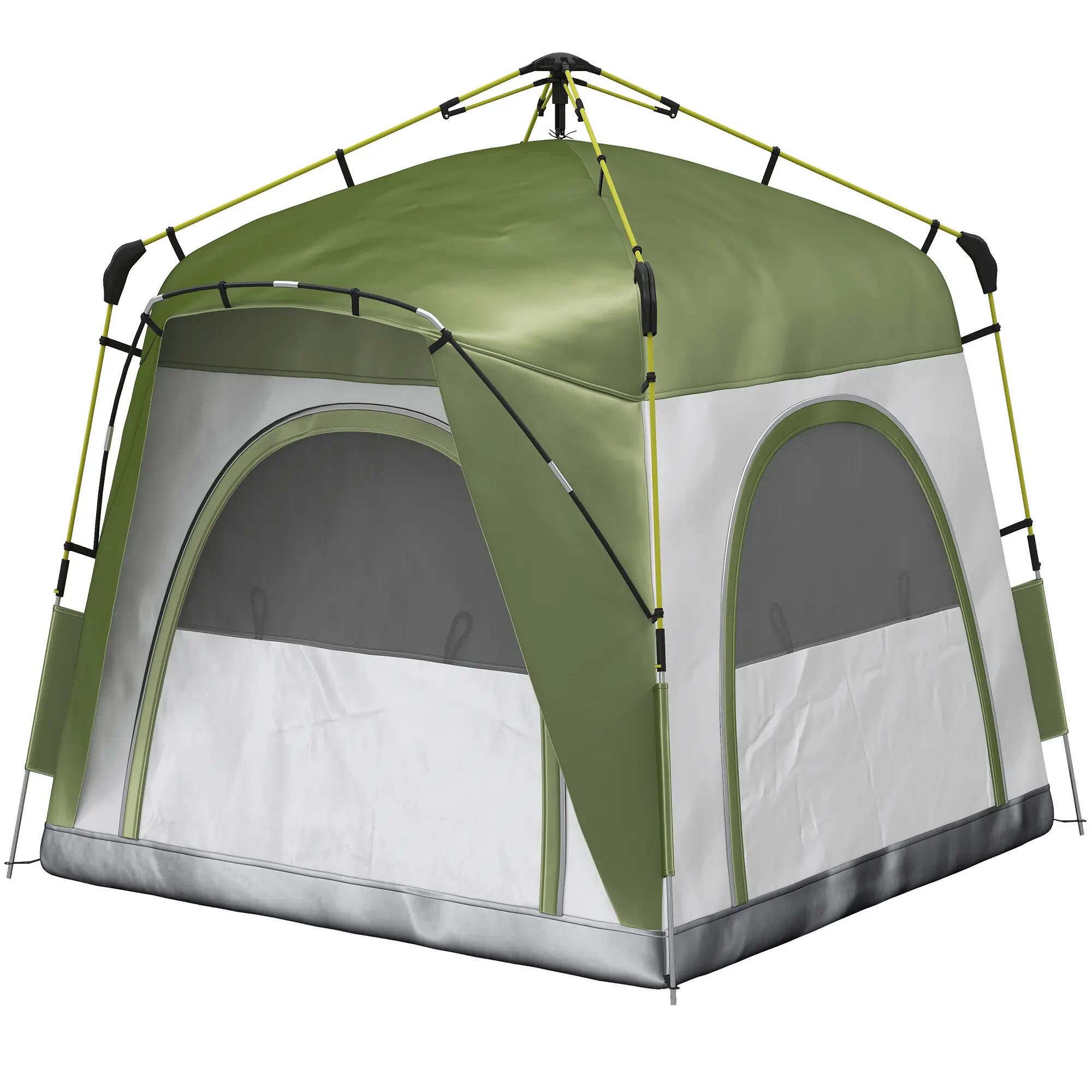 Tente pop-up - Camping - 3 places, 4 portes, H 1,9 m - Vert/Gris 2/6