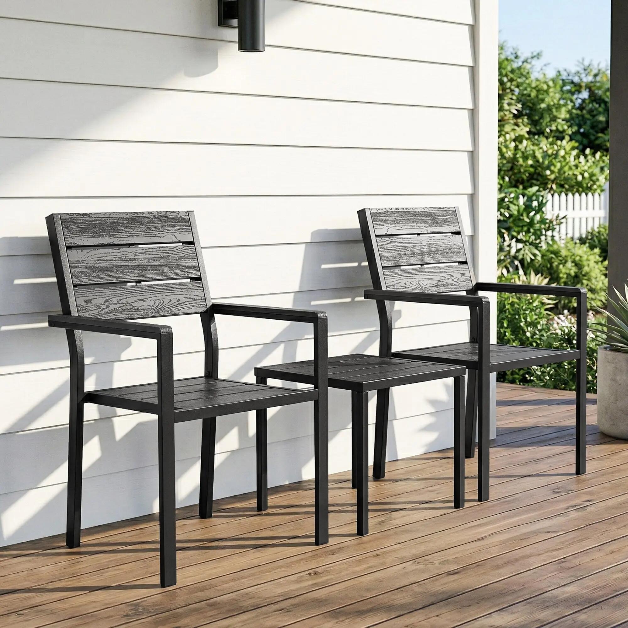 Conjunto de Bistró Outsunny 56x56x91 cm Negro 2/3