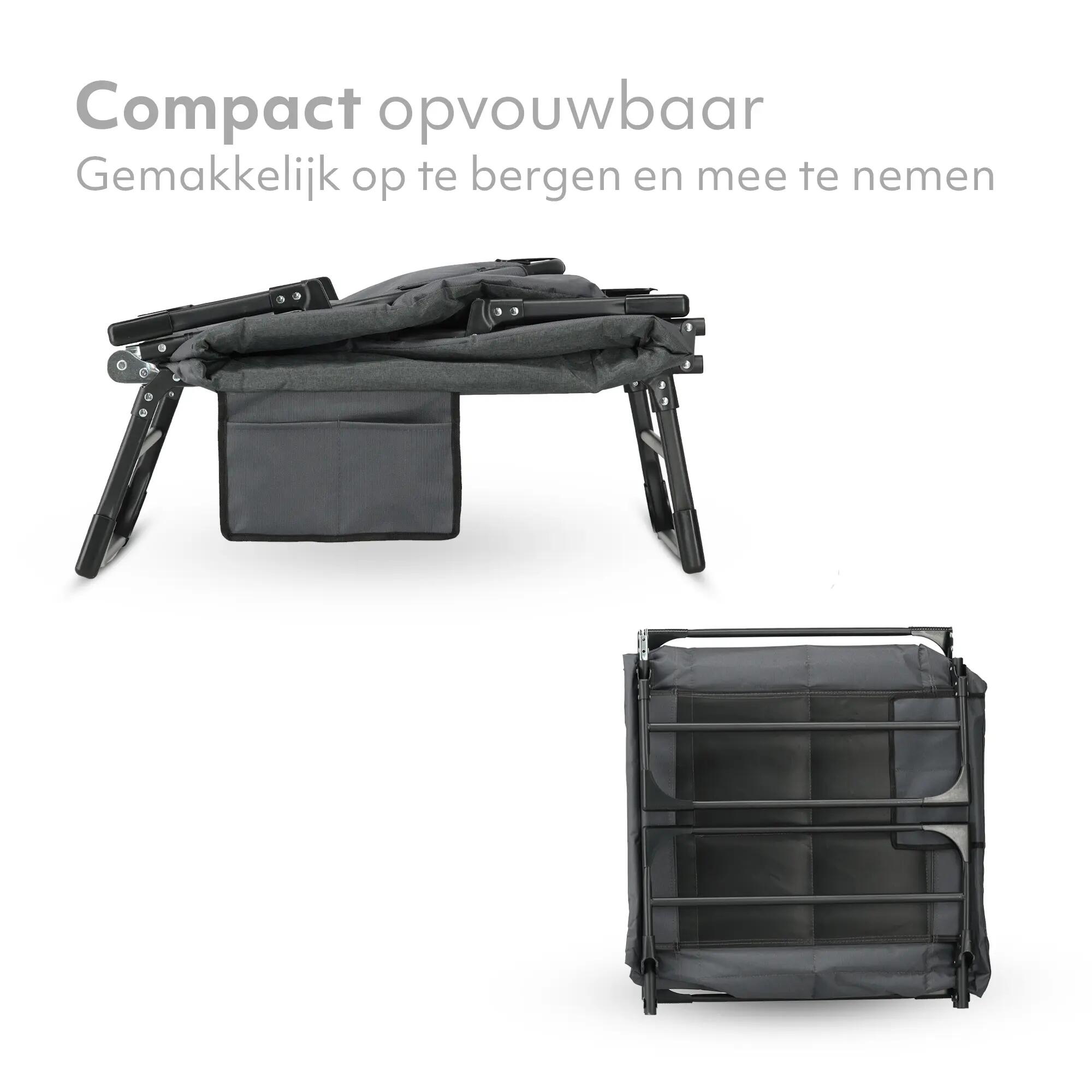 Mooiys Opvouwbaar Veldbed 1 persoons - Verstelbare Rugleuning - Grijs 4/5