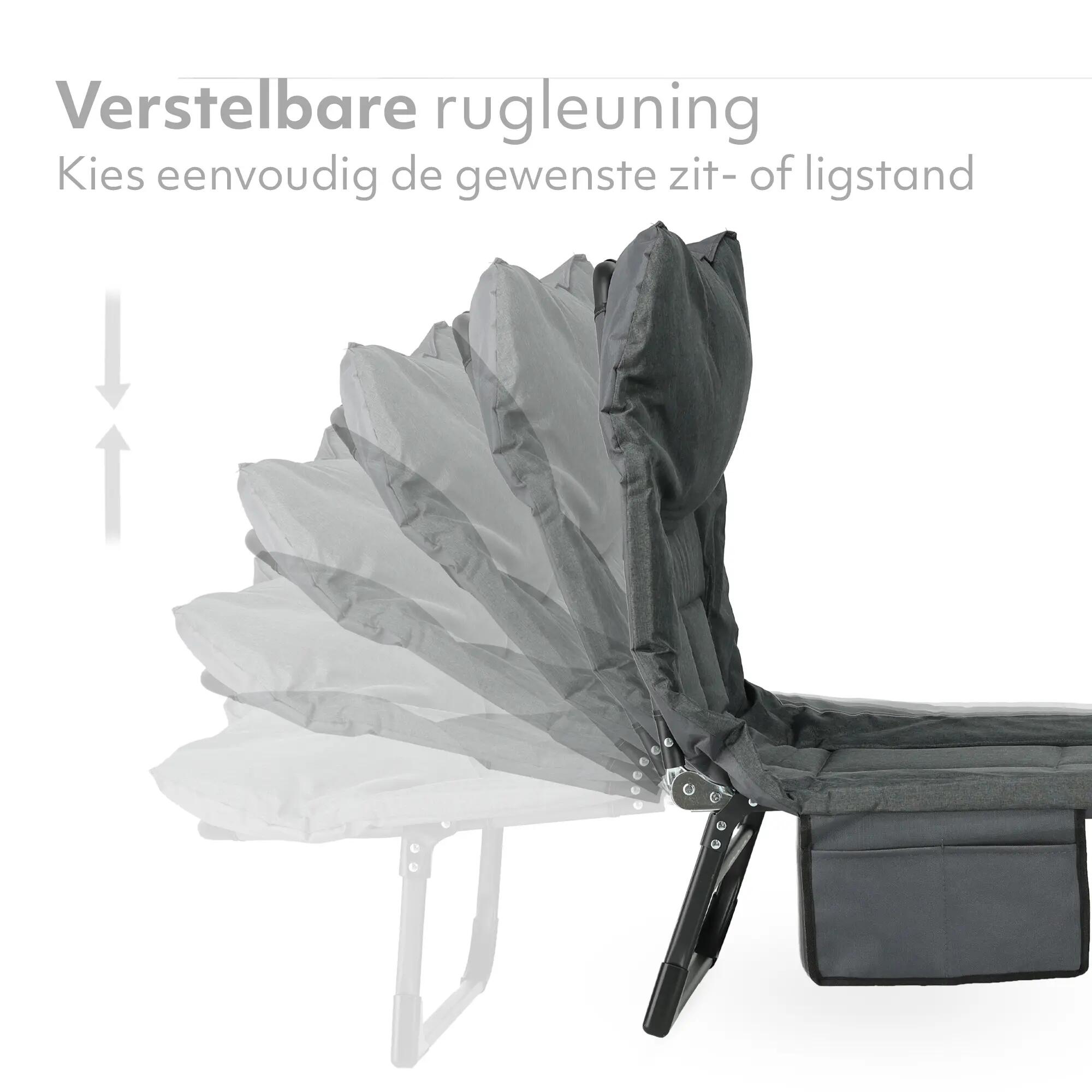 Mooiys Opvouwbaar Veldbed 1 persoons - Verstelbare Rugleuning - Grijs 2/5