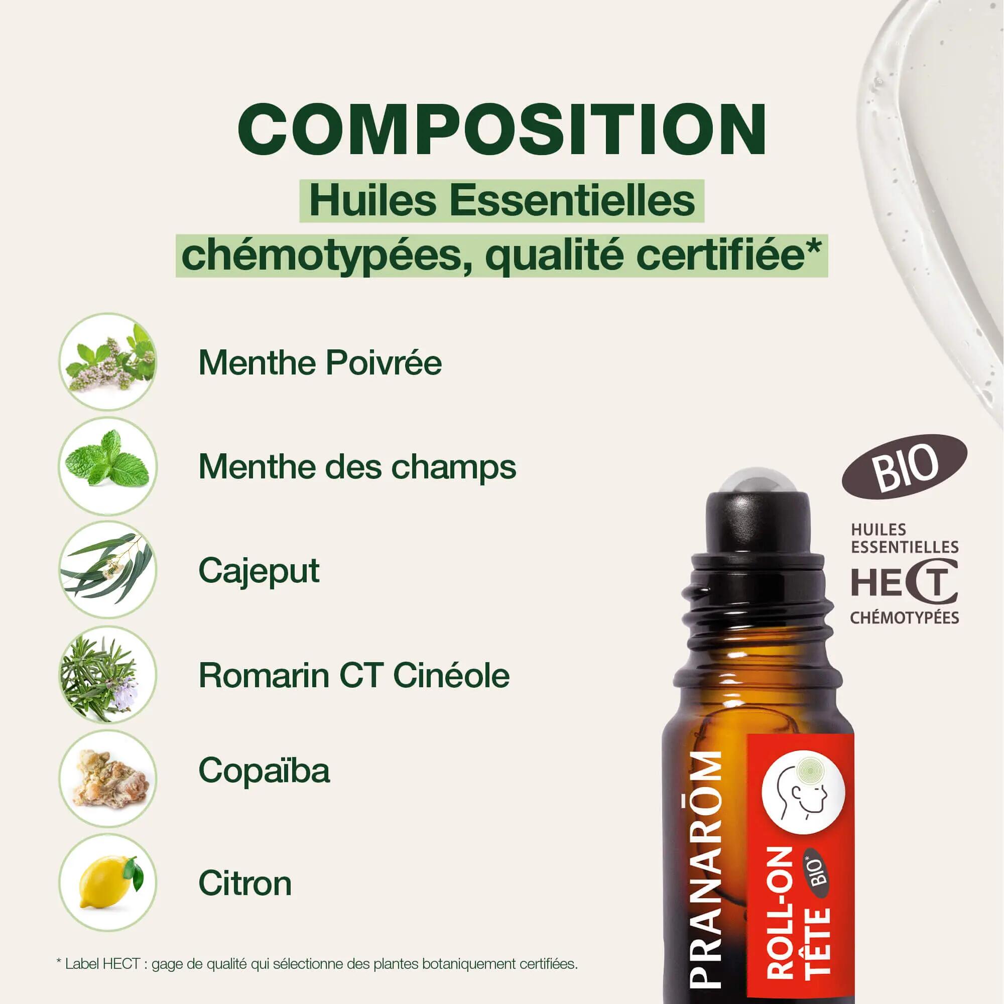 Roll-on maux de tête - Unisexe - Bio, effet froid 5 ml 4/5