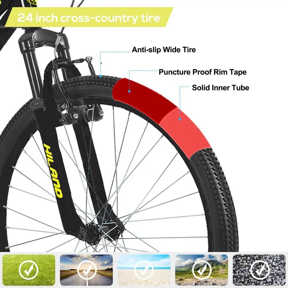 Jungen&Mädchen Rad Jugend-MTB 24 Zoll, 7 Gänge Federgabel V-Bremse Climber 3/7
