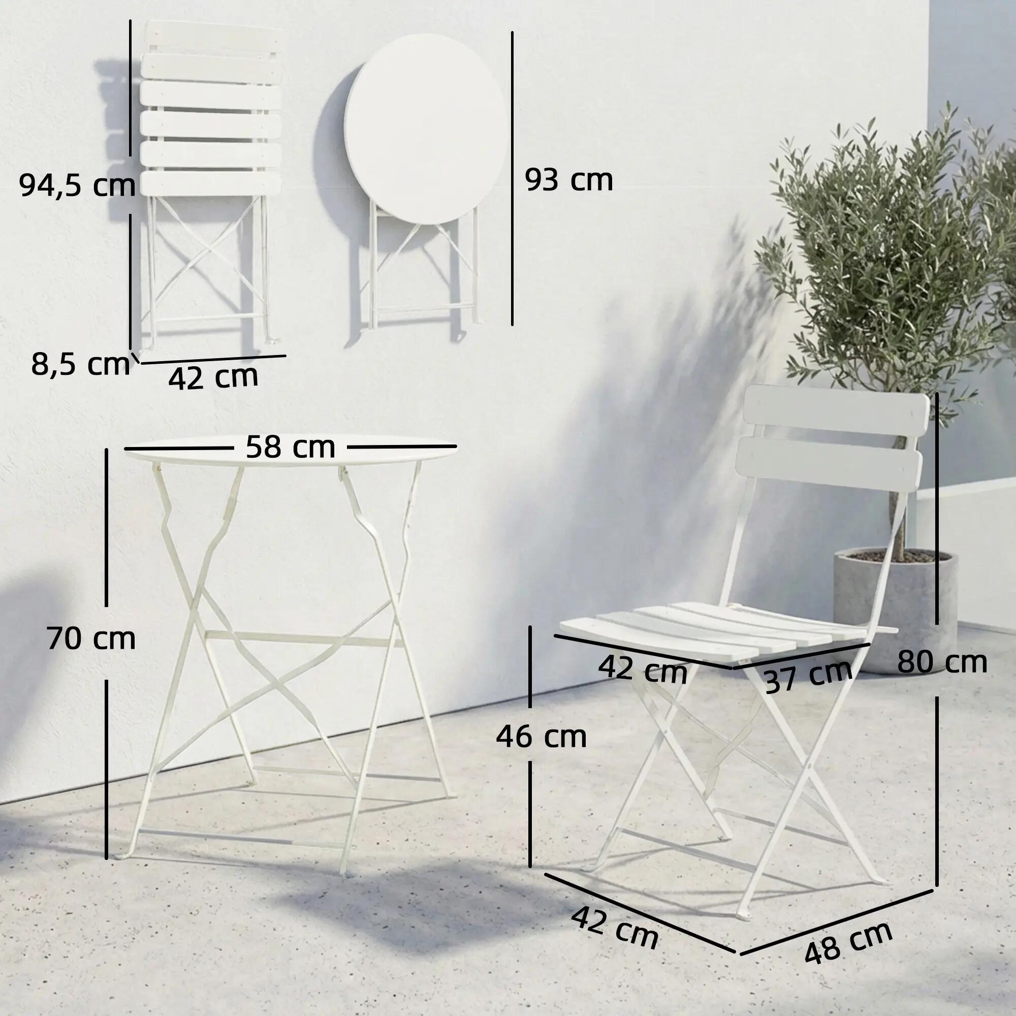 Conjunto de Bistró Outsunny 58x58x70 cm Crema 3/5