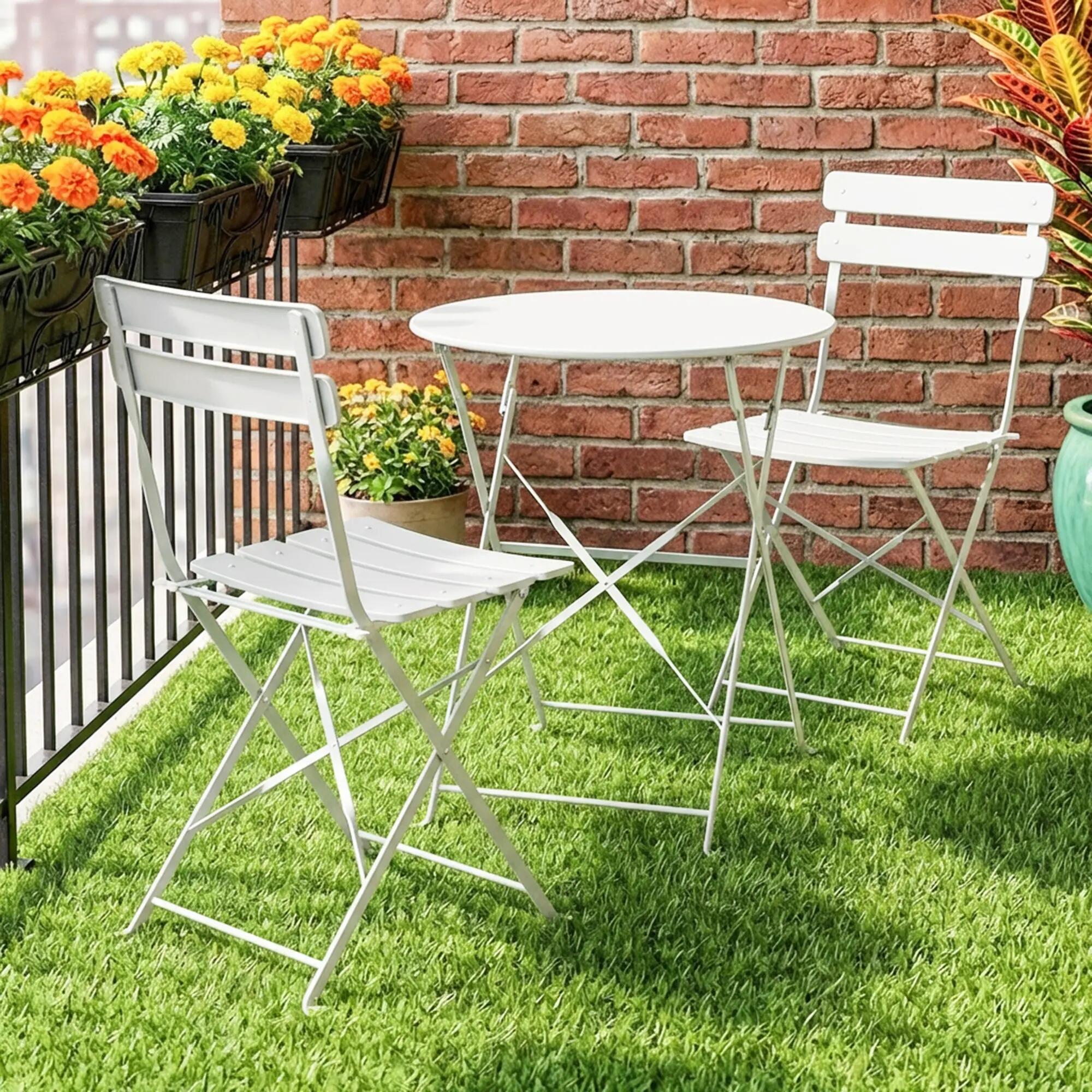 Conjunto de Bistró Outsunny 58x58x70 cm Crema 2/5