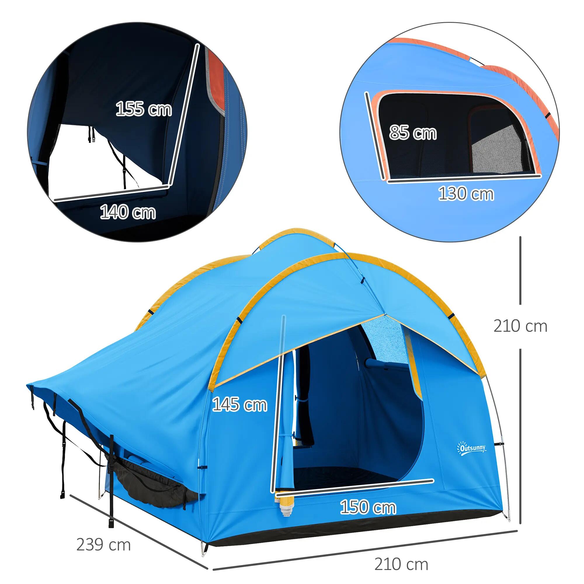 Tente de hayon SUV camping - Camping - Tunnel 5-6 places - 3 portes - Bleu 5/6