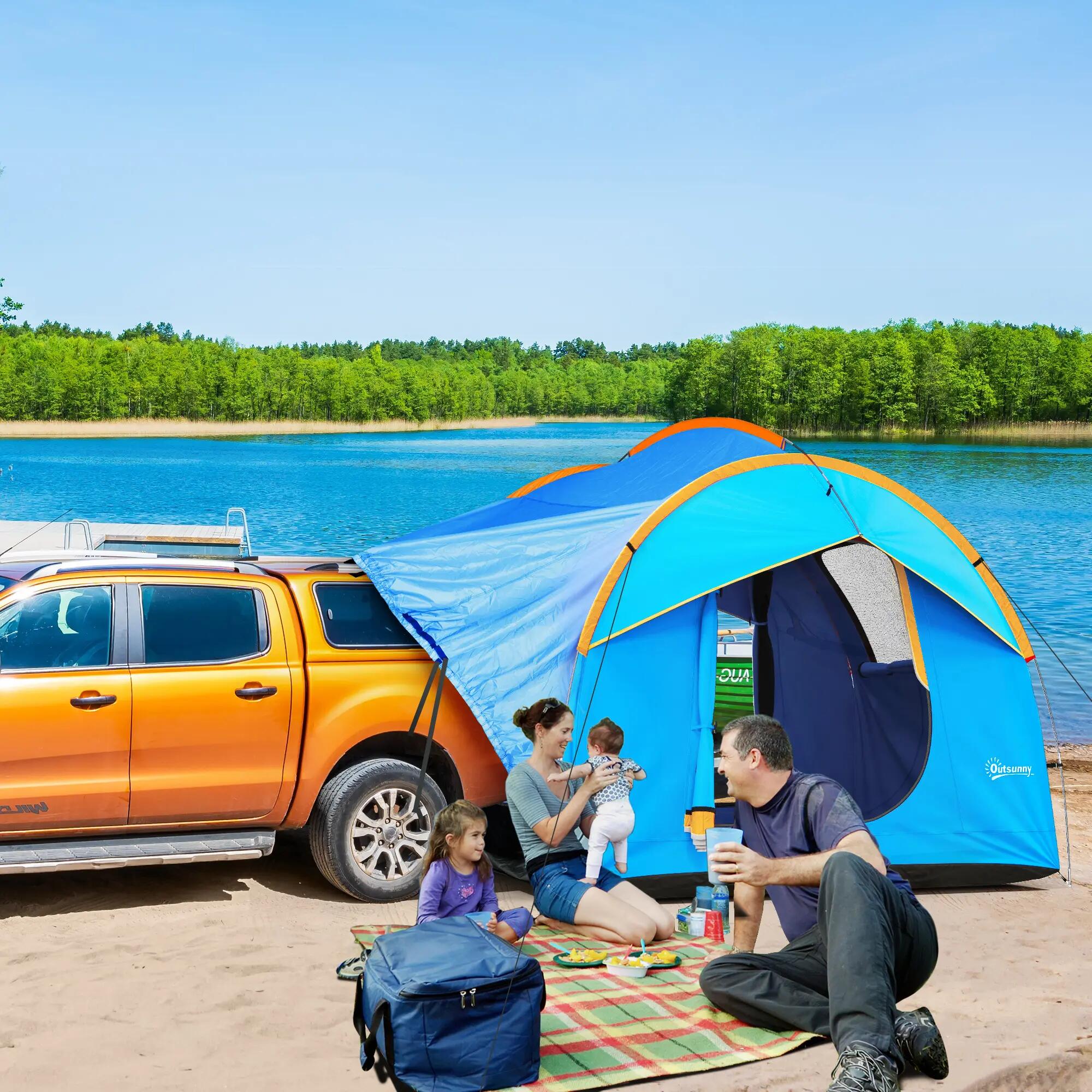 Tente de hayon SUV camping - Camping - Tunnel 5-6 places - 3 portes - Bleu 3/6
