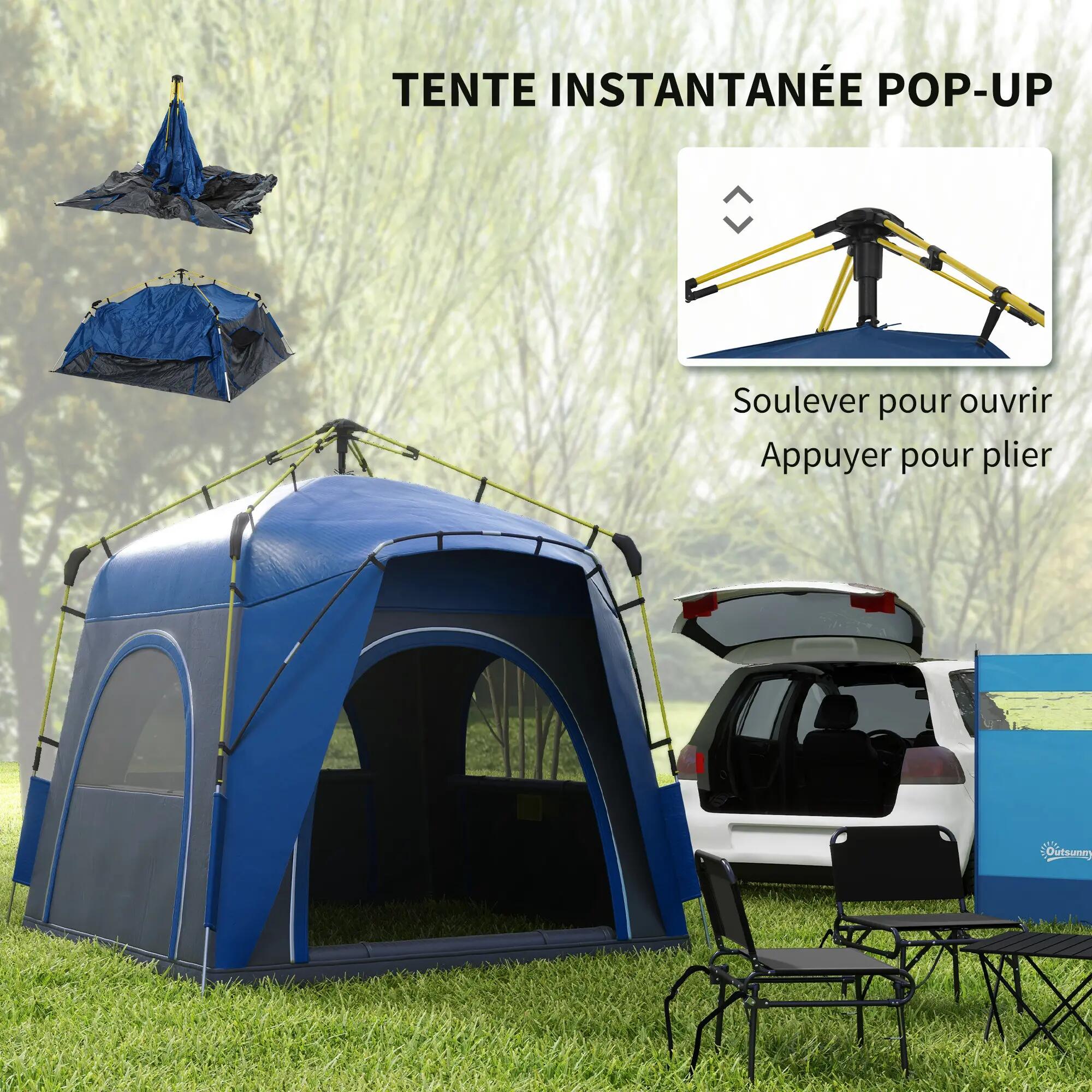 Tente pop-up dôme - Camping - 4 places, 4 portes - Bleu 6/6