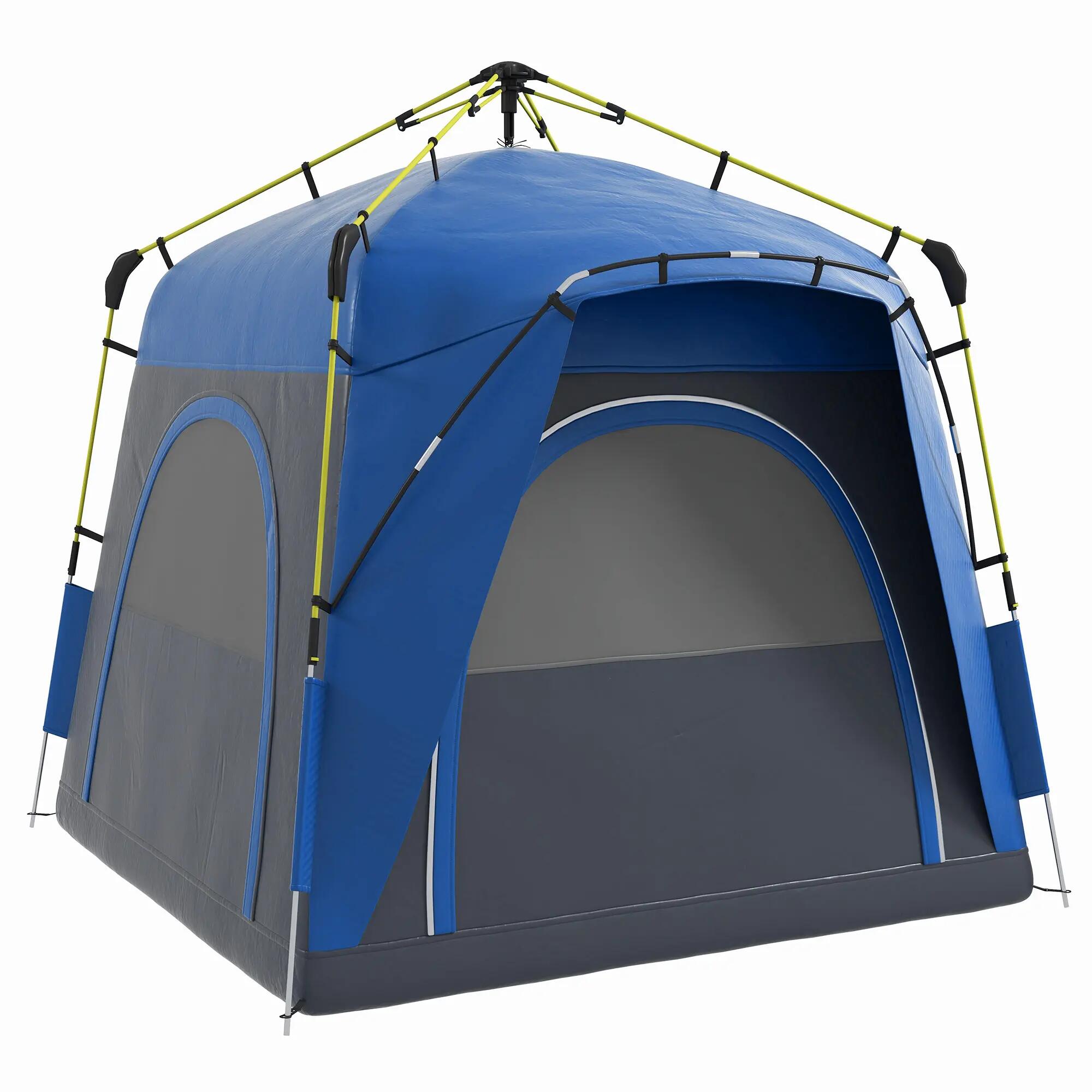 Tente pop-up dôme - Camping - 4 places, 4 portes - Bleu 2/6