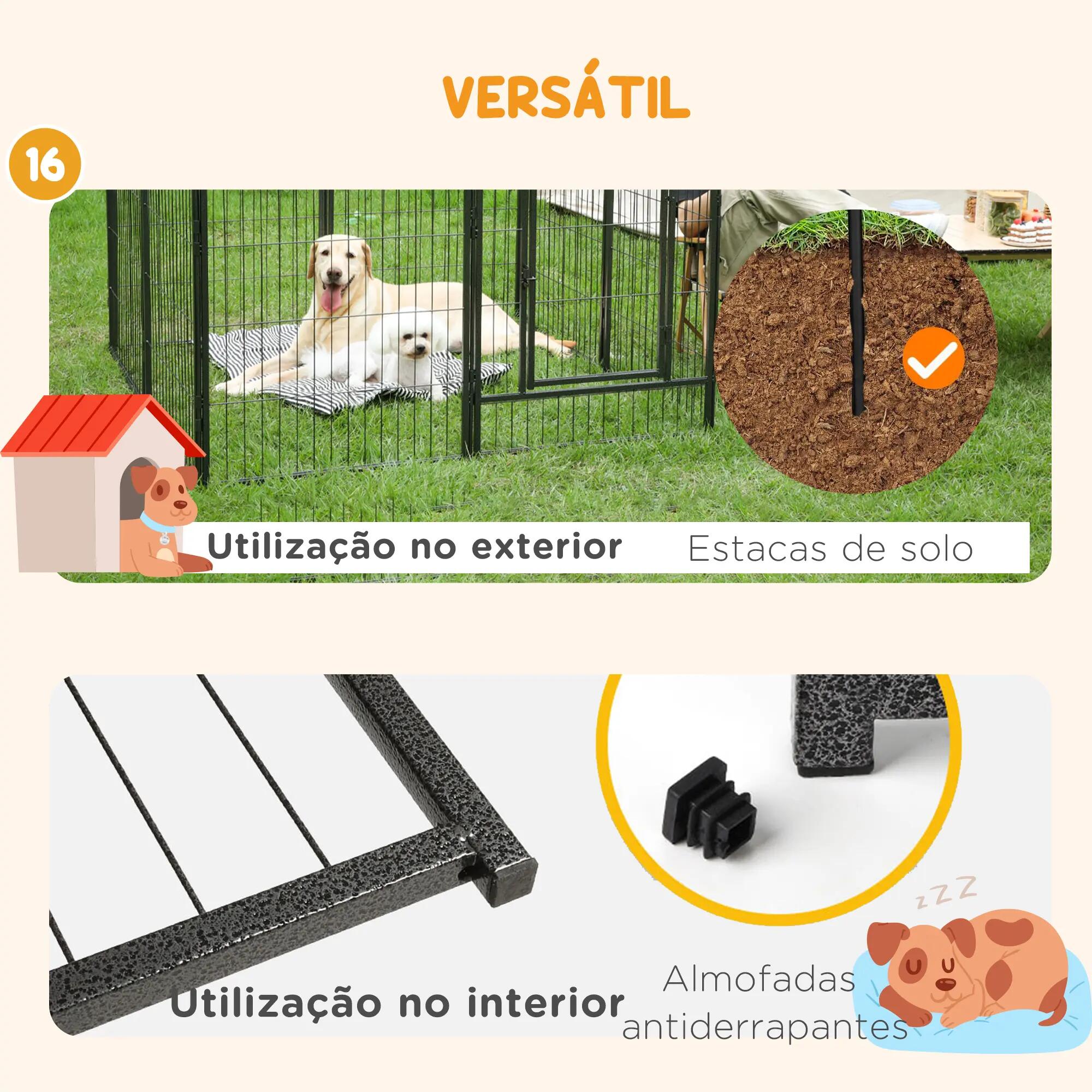Parque para cães 80x60 cm cinzento PawHut 8/9
