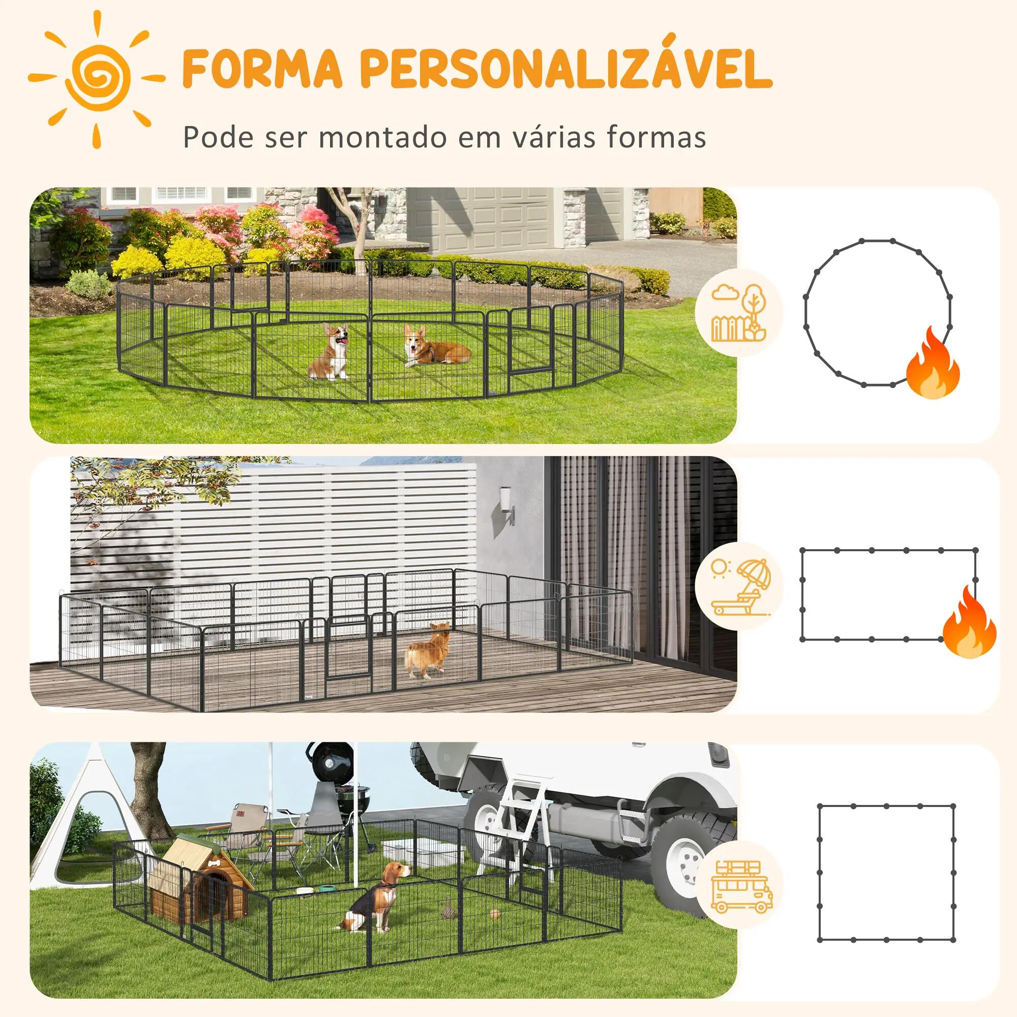 Parque para cães 80x60 cm cinzento PawHut 5/9