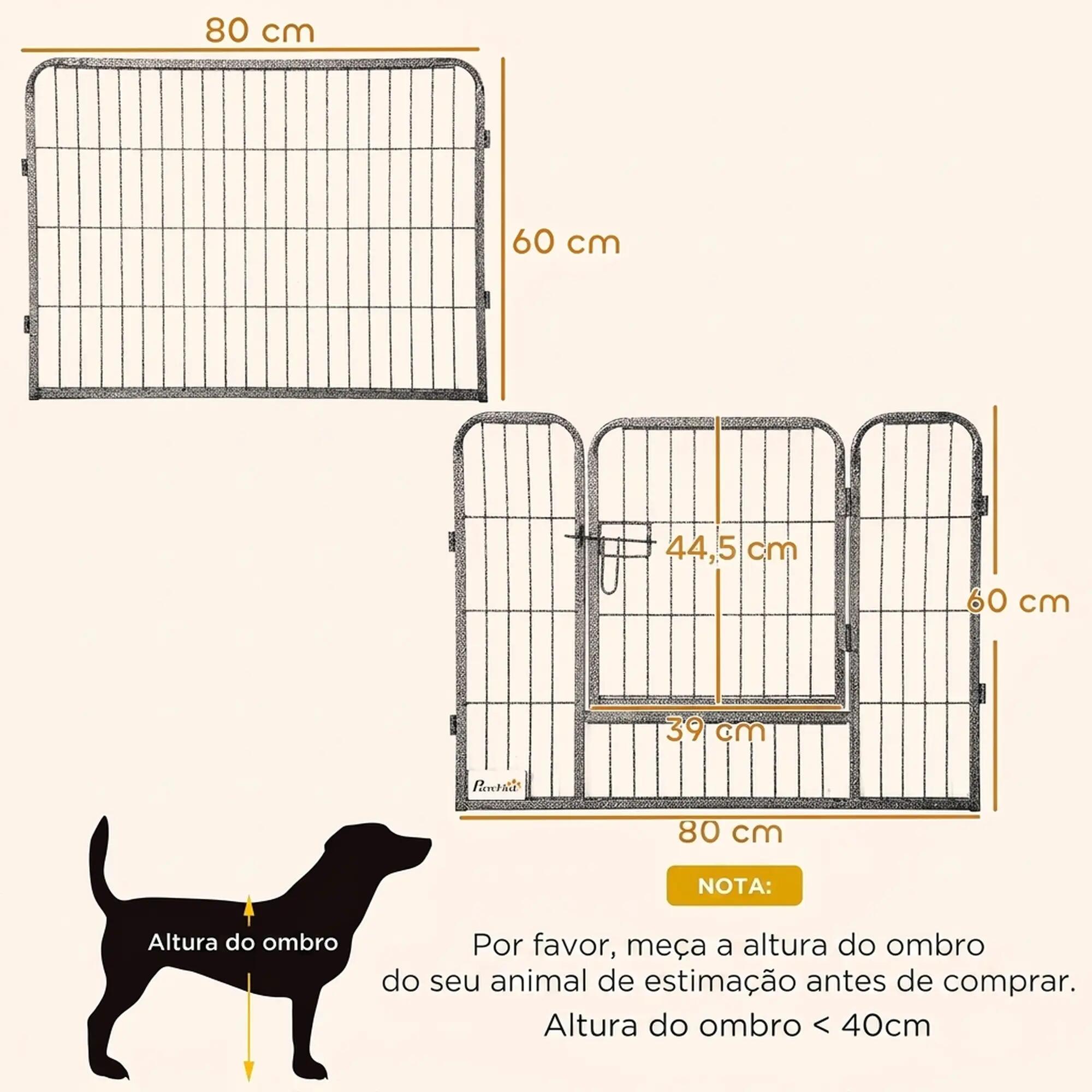 Parque para cães 80x60 cm cinzento PawHut 4/9