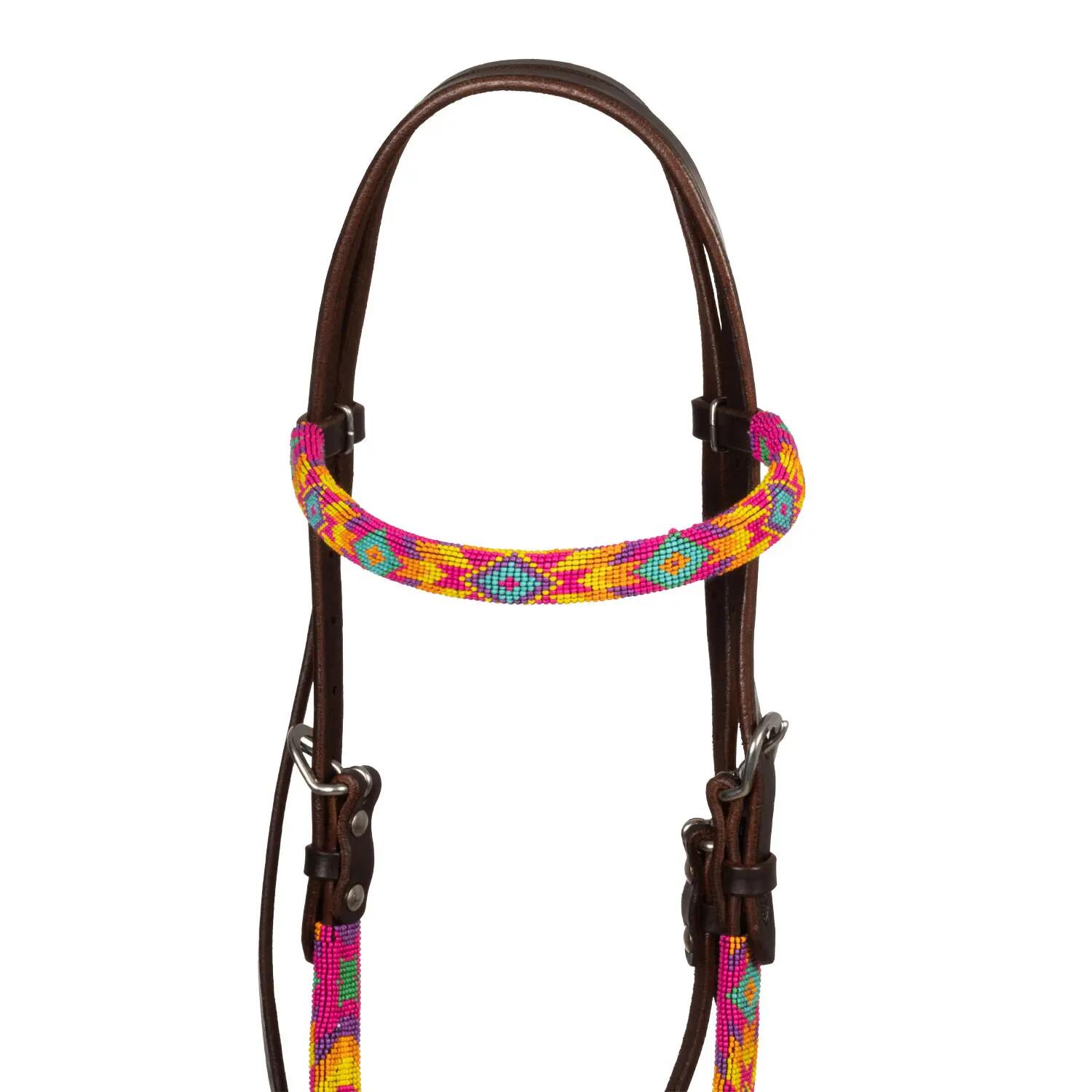 Bridon western huilé avec perles multicolores 5/5