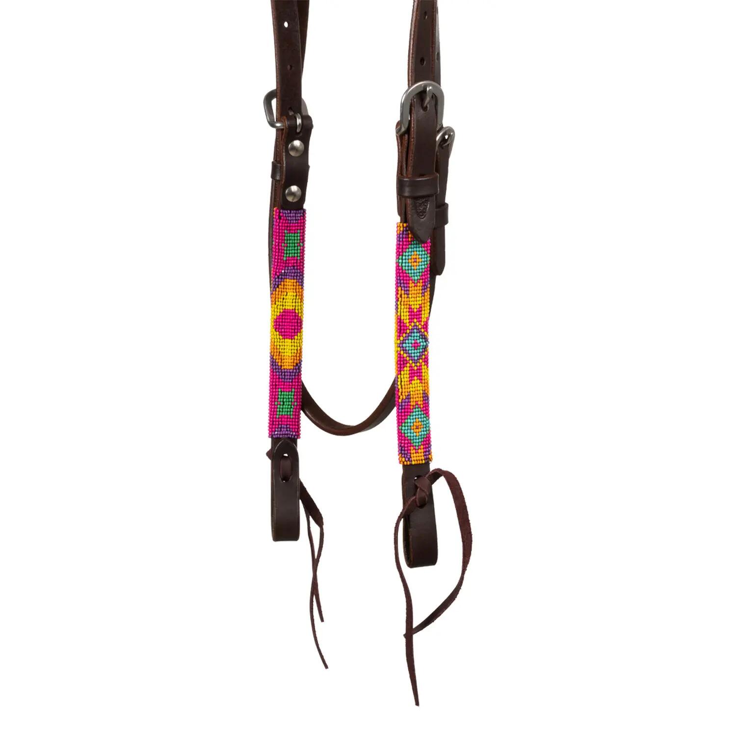 Bridon western huilé avec perles multicolores 4/5