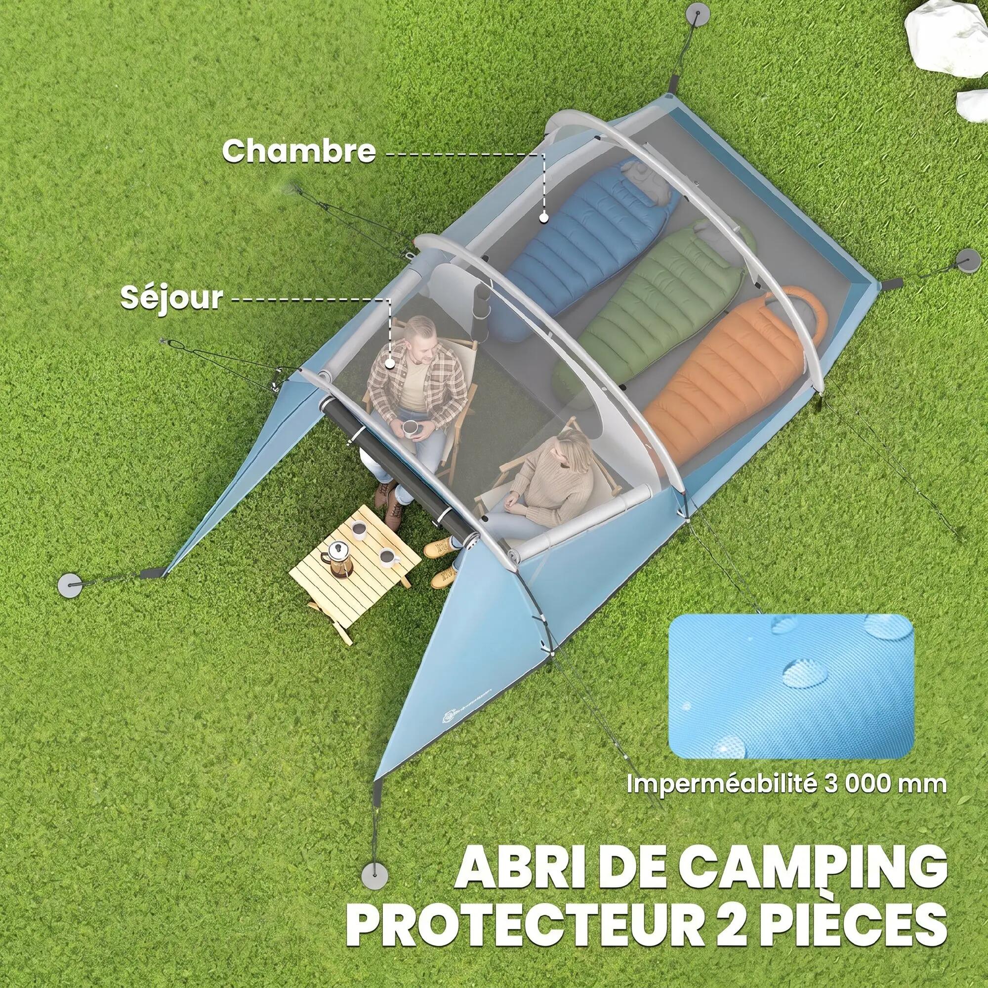 Tente tunnel - Camping - 3 places, imperméable 3000 mm - Bleu 6/6