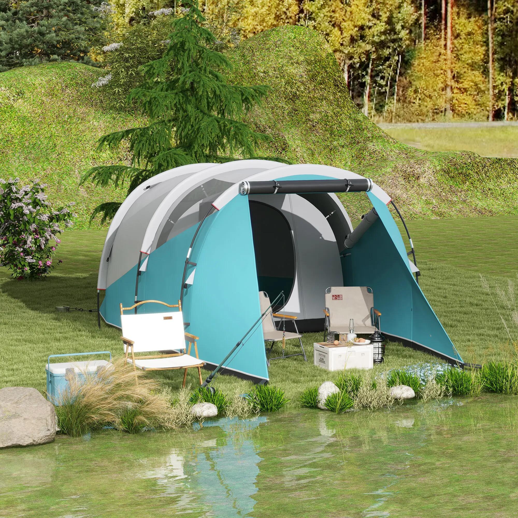 Tente tunnel - Camping - 3 places, imperméable 3000 mm - Bleu 4/6