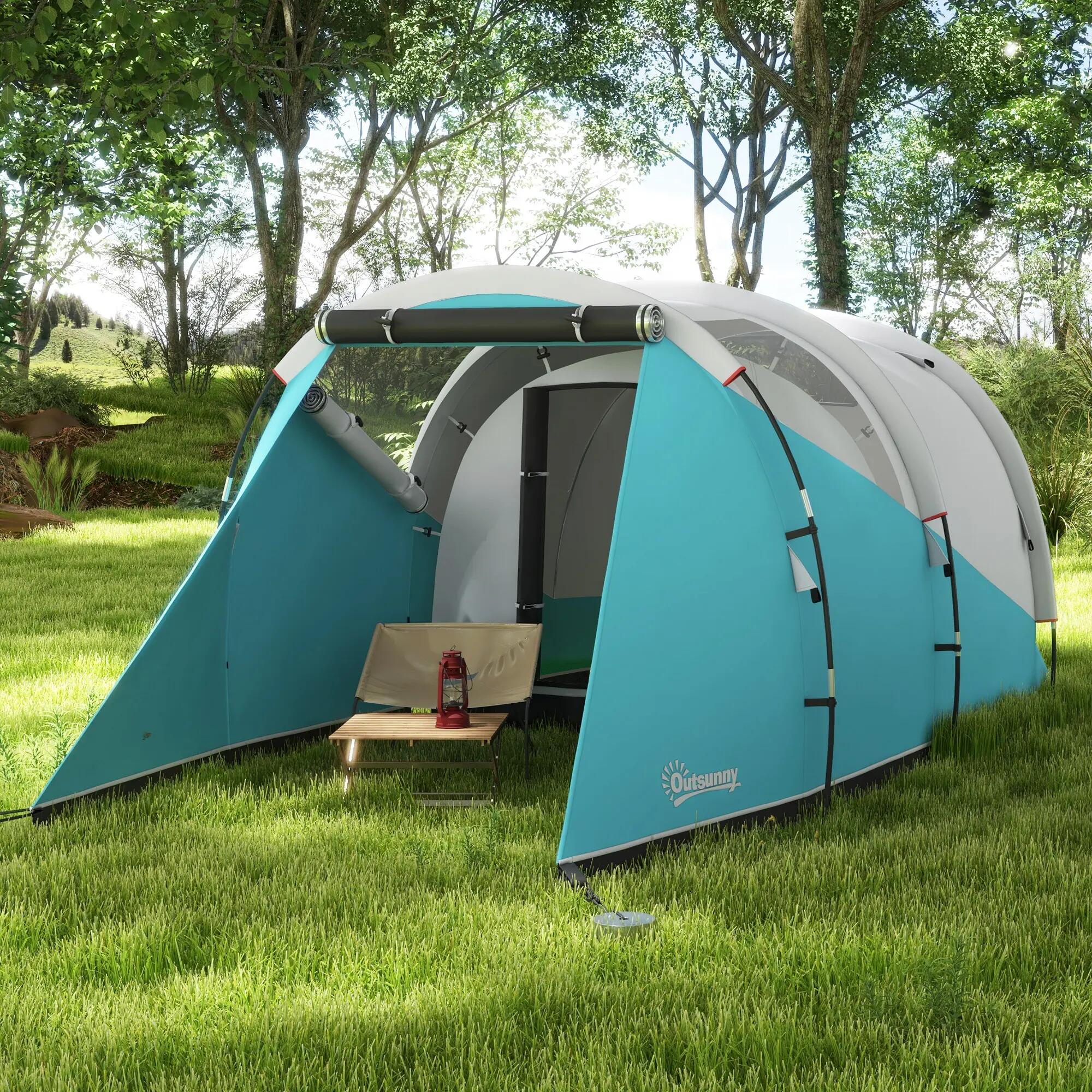 Tente tunnel - Camping - 3 places, imperméable 3000 mm - Bleu 3/6