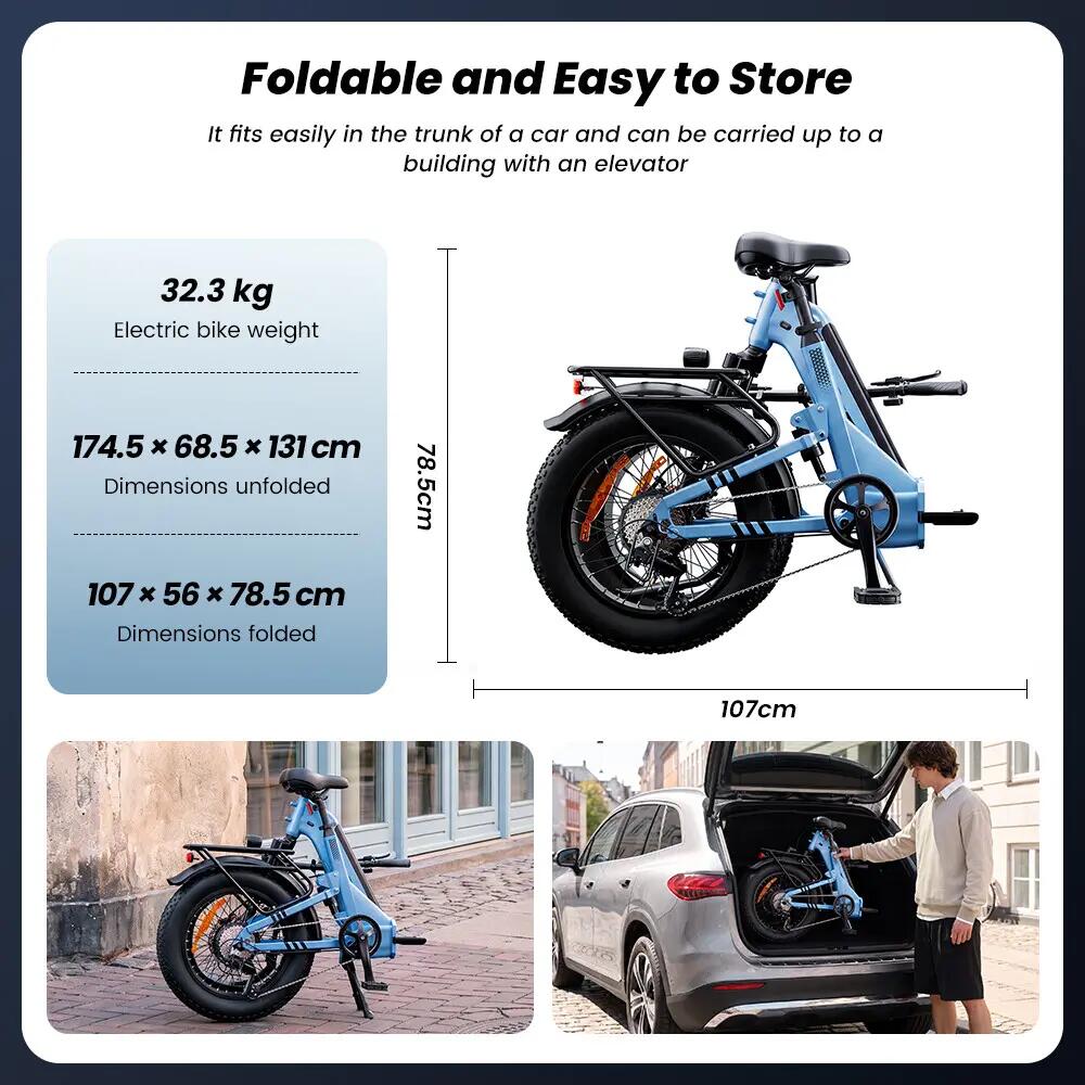 City bike elettrica pieghevole iScooter EB8 250W 720Wh 20 pollici 7/10
