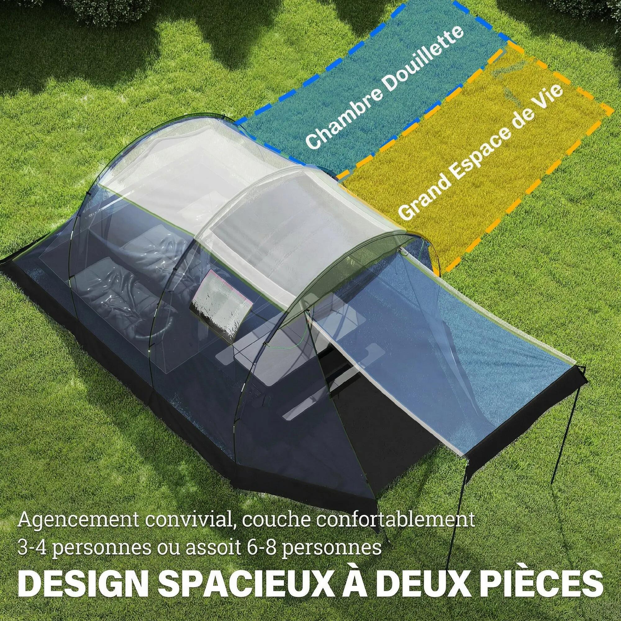 Tente tunnel - Camping - 4 pers - Double couche - Bleu foncé 6/6